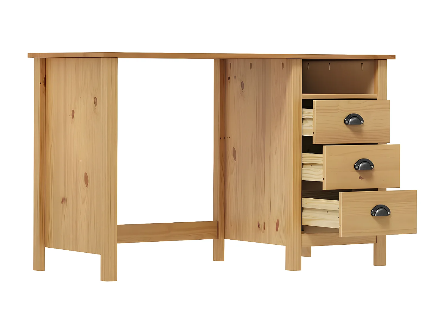 Bureau Hill avec 3 tiroirs 120x50x74 cm Pin solide
