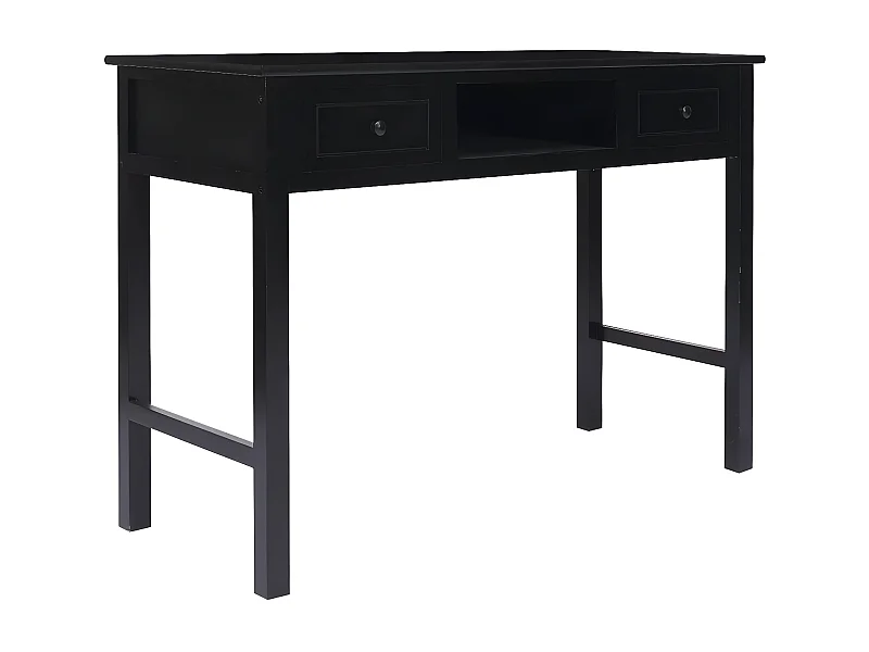 Bureau Noir 108x45x76 cm Bois de Paulownia massif