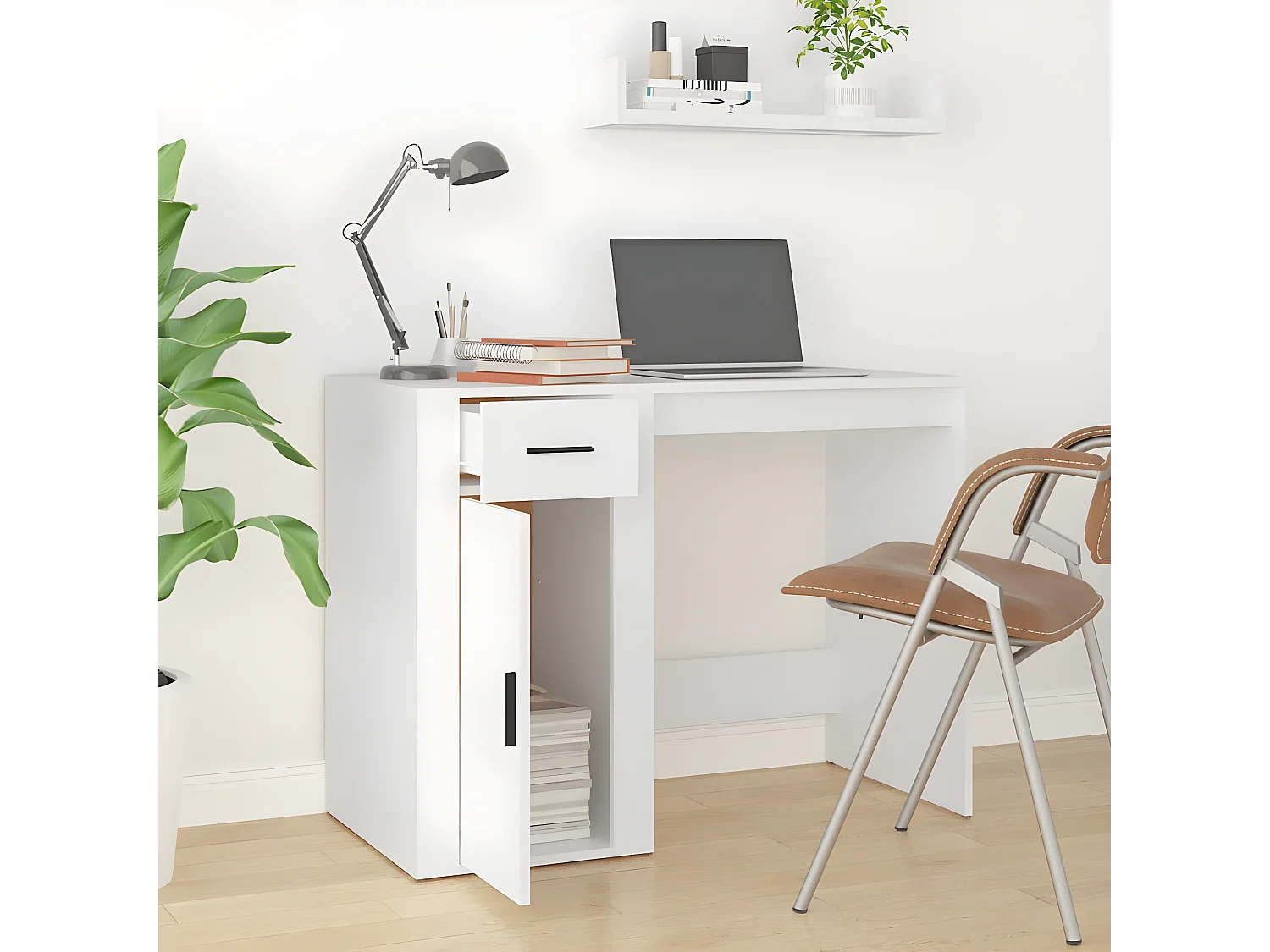 Bureau Blanc 100x49x75 cm Bois d'ingénierie