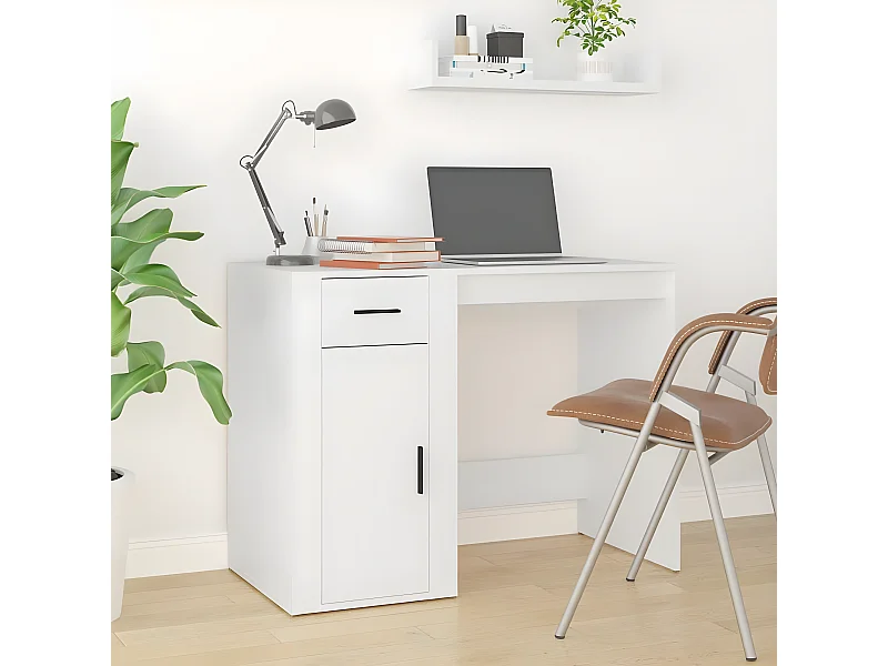 Escritorio de madera contrachapada blanco 100x49x75 cm