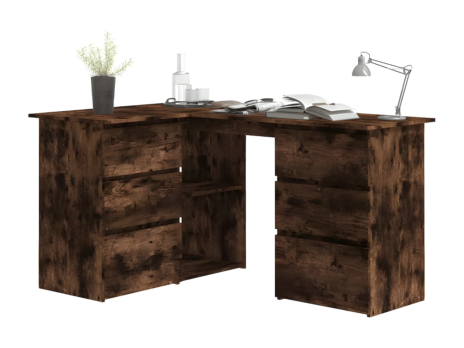 Bureau d'angle Chêne fumé 145x100x76 cm Bois d'ingénierie