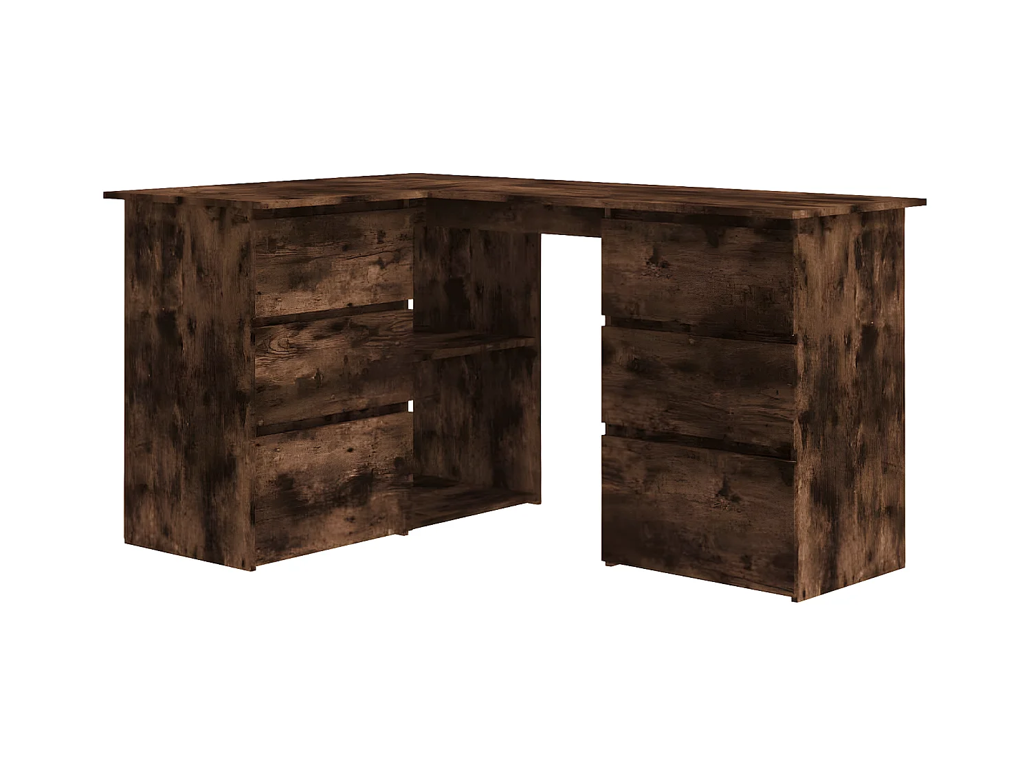 Bureau d'angle Chêne fumé 145x100x76 cm Bois d'ingénierie