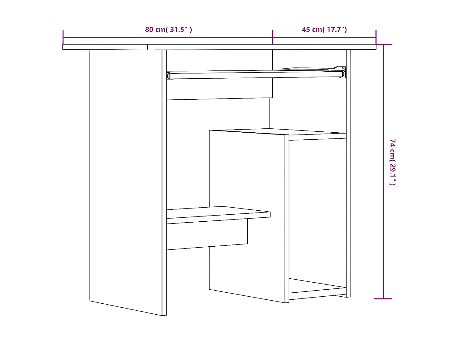 Bureau 80x45x74 cm bewerkt hout grijs sonoma eikenkleurig