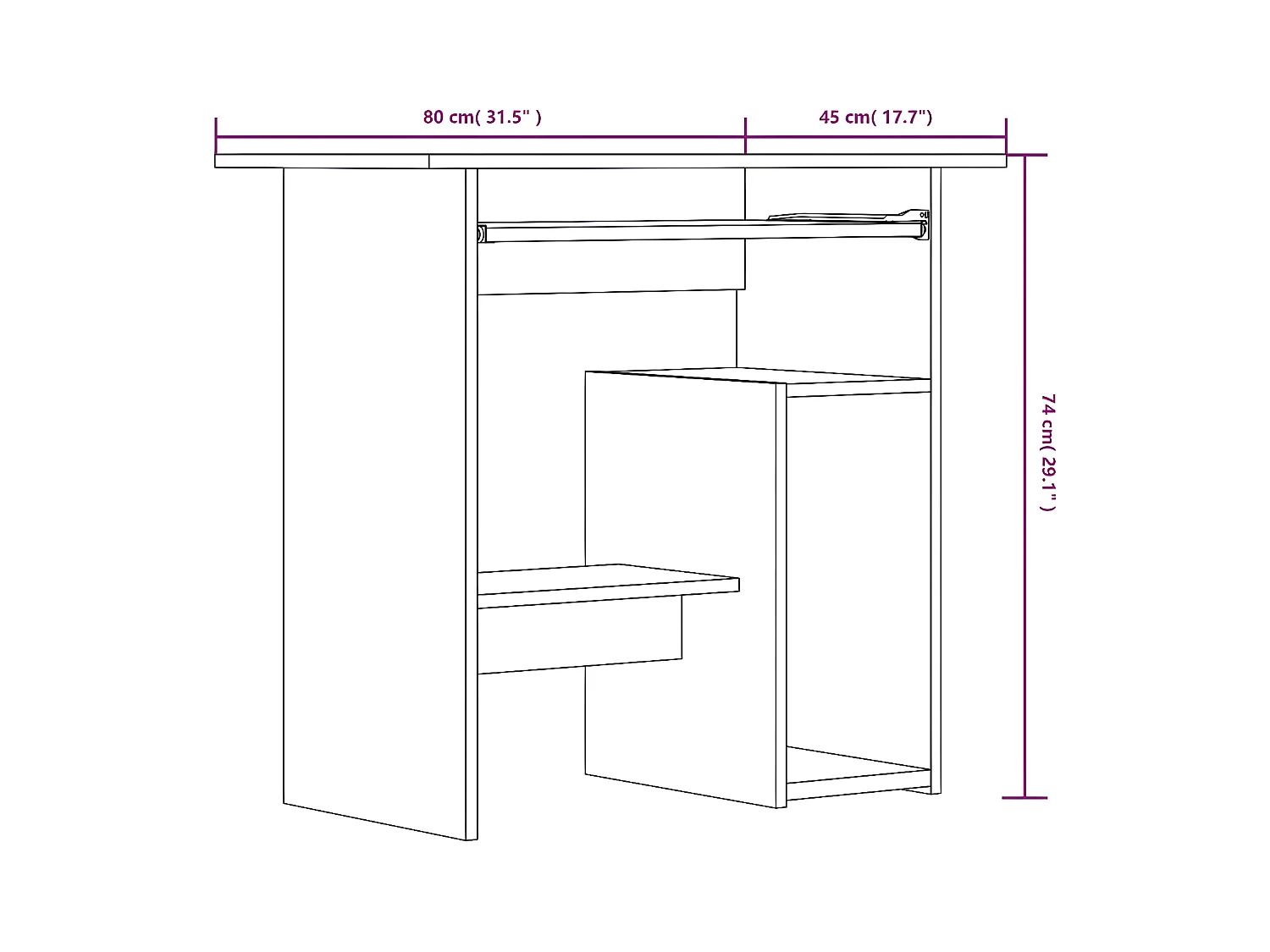 Bureau Sonoma gris 80x45x74 cm Bois d'ingénierie