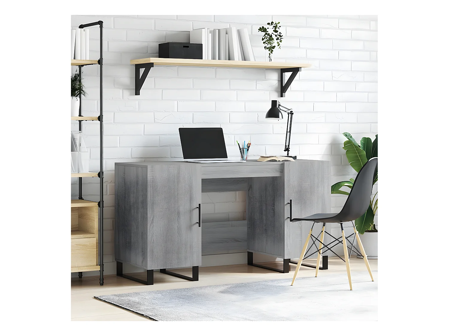 Bureau sonoma gris 140x50x75 cm bois d'ingénierie