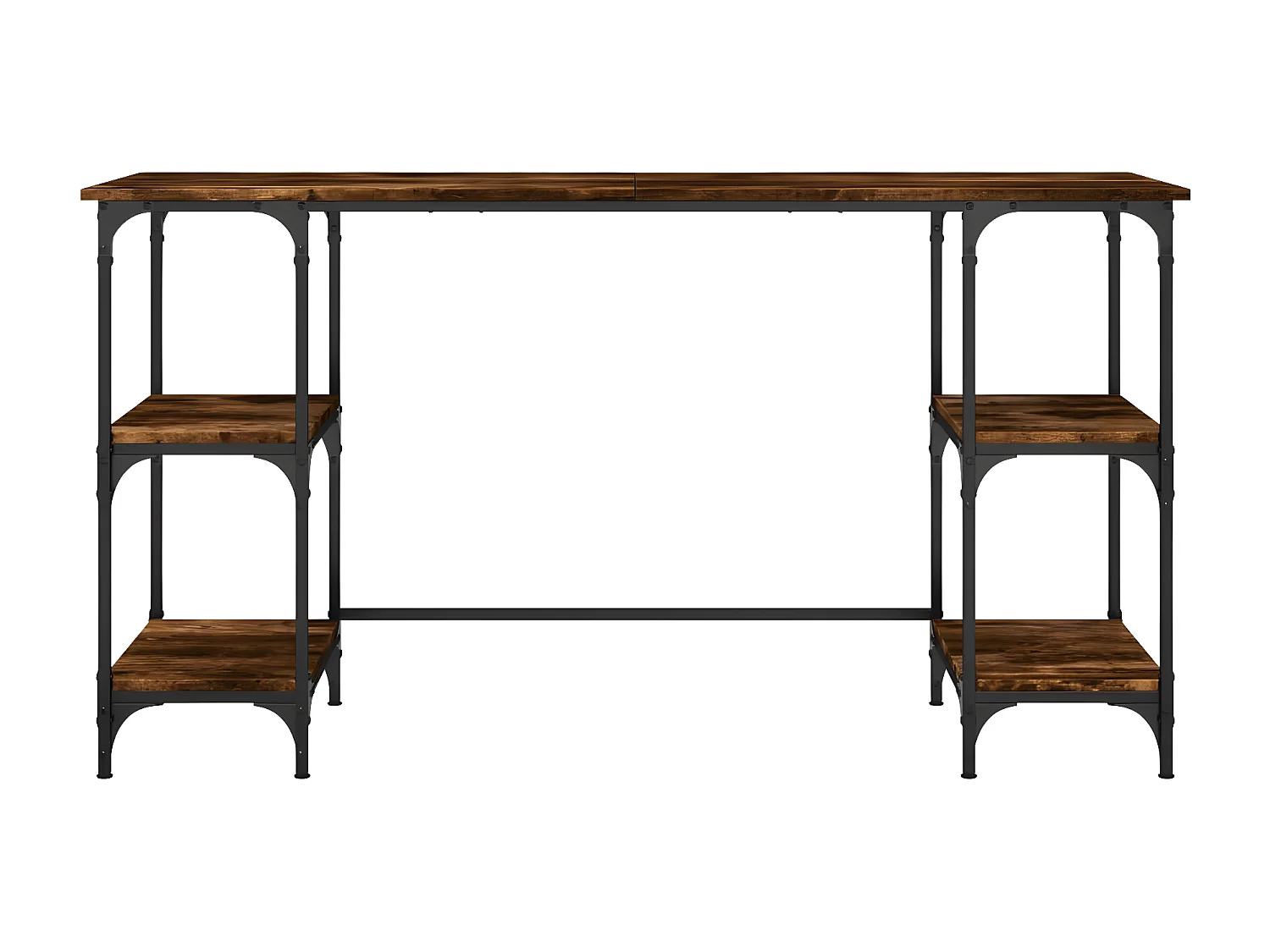 Bureau chêne fumé 140x50x75 cm métal et bois d'ingénierie