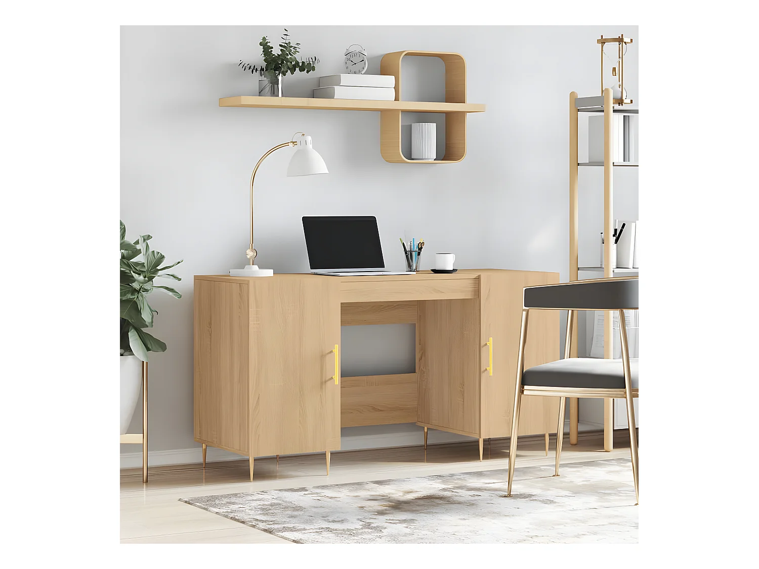 Bureau chêne sonoma 140x50x75 cm bois d'ingénierie