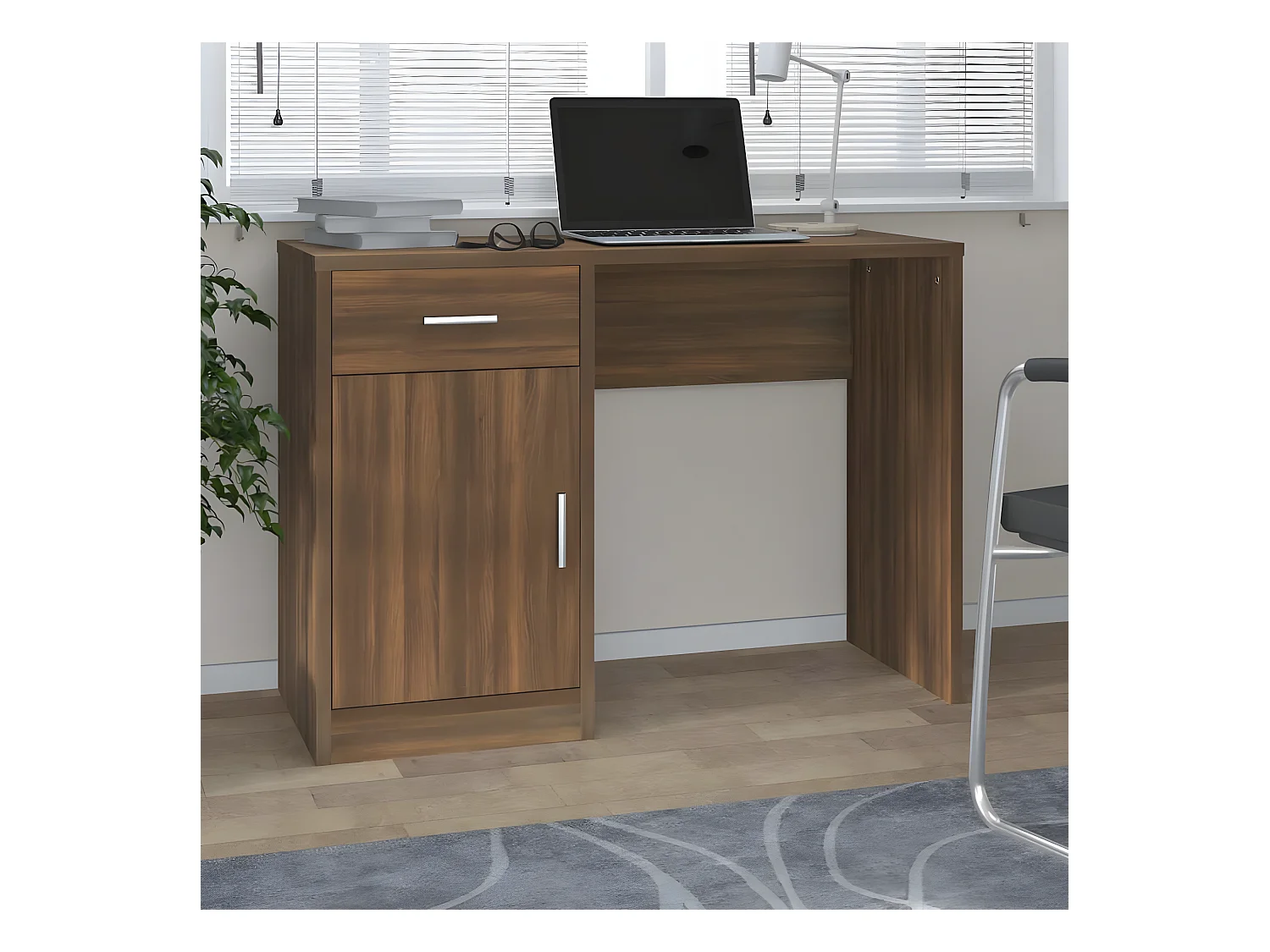 Bureau avec tiroir et armoire Chêne marron 100x40x73 cm