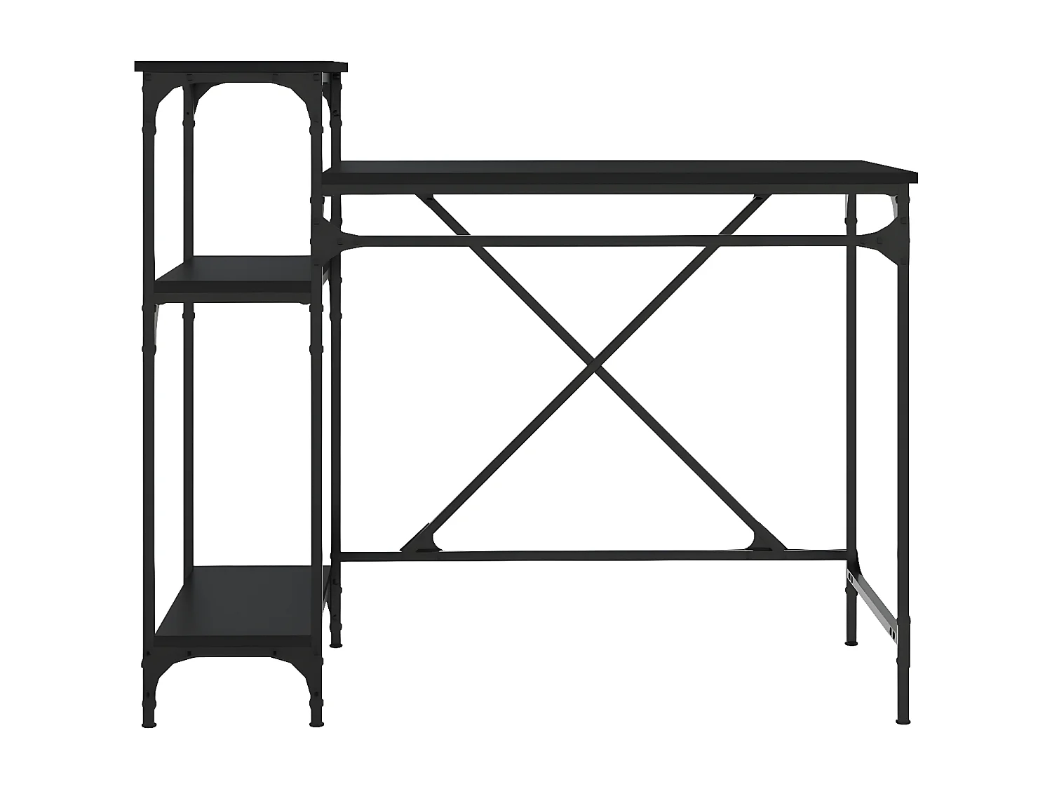 Bureau avec étagères noir 105x50x90 cm bois d'ingénierie et fer