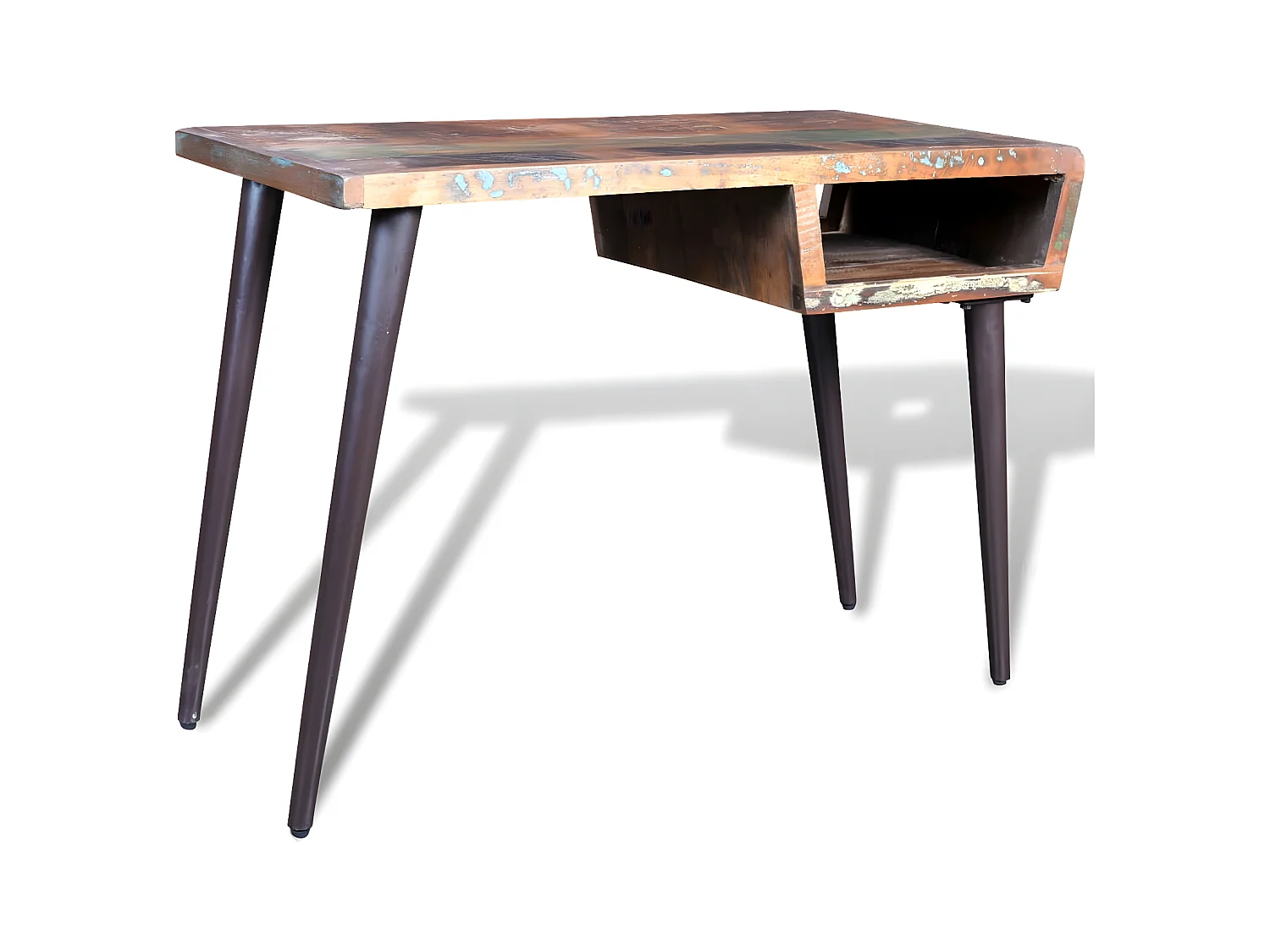Bureau avec pieds en fer Bois de récupération