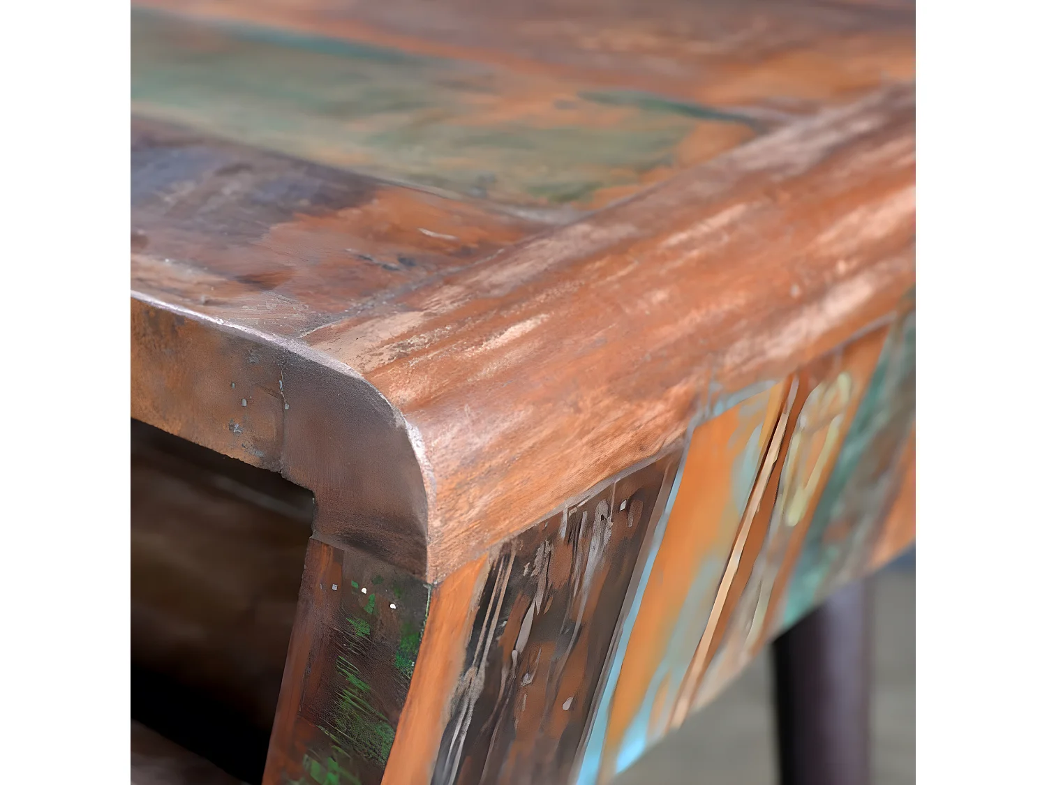 Bureau avec pieds en fer Bois de récupération