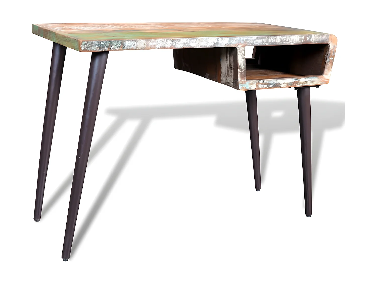 Bureau avec pieds en fer Bois de récupération