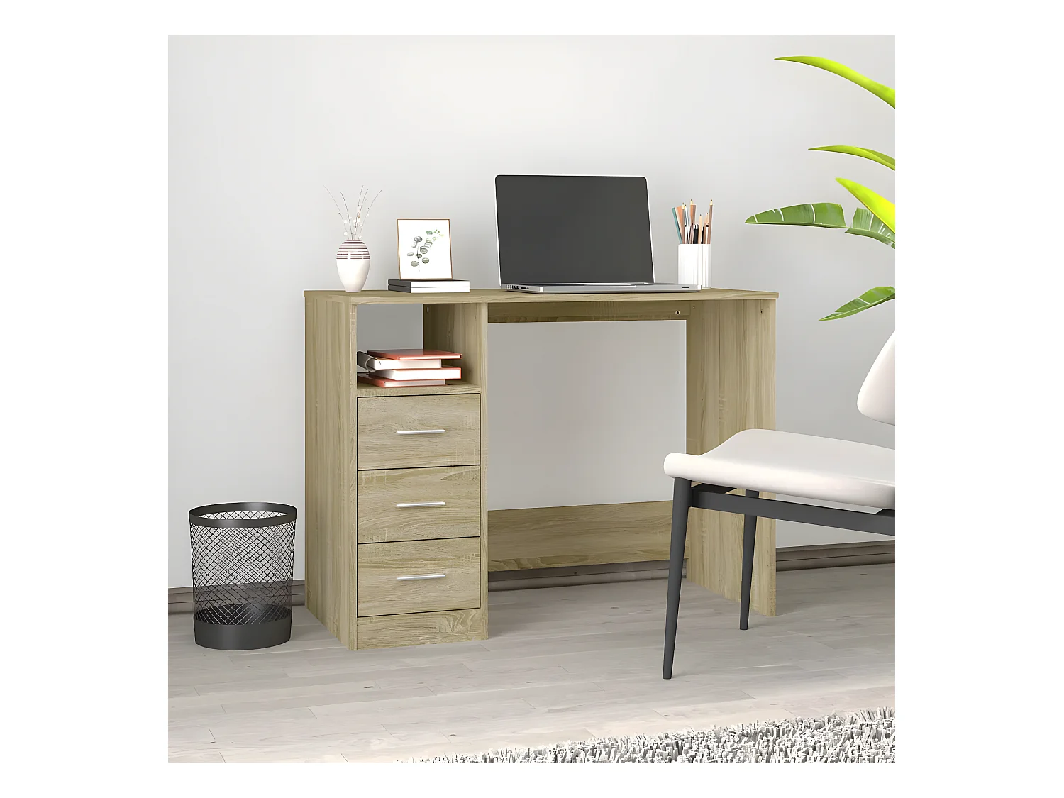 Bureau avec tiroirs Chêne sonoma 102x50x76 cm Bois d'ingénierie