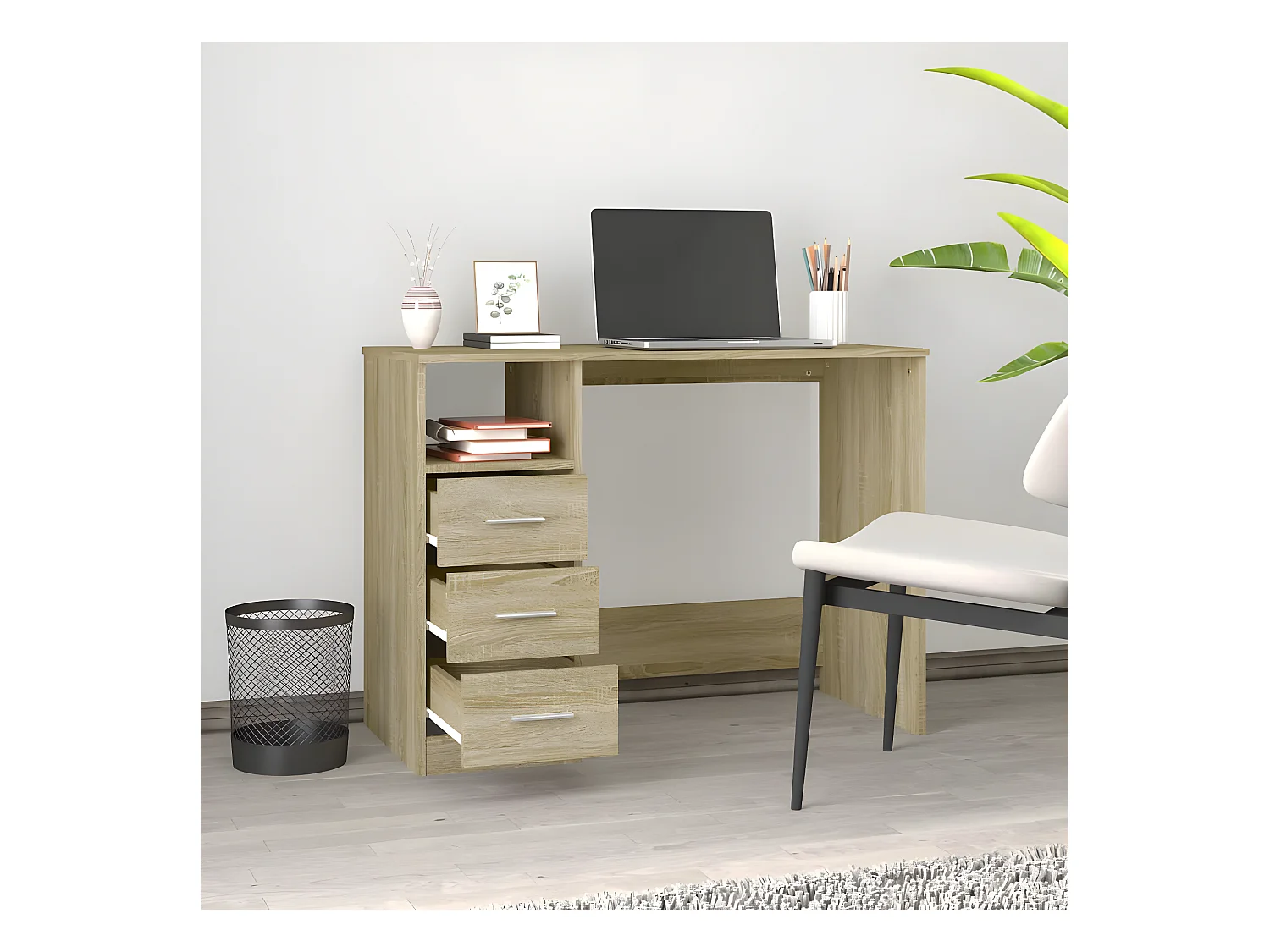 Bureau avec tiroirs Chêne sonoma 102x50x76 cm Bois d'ingénierie