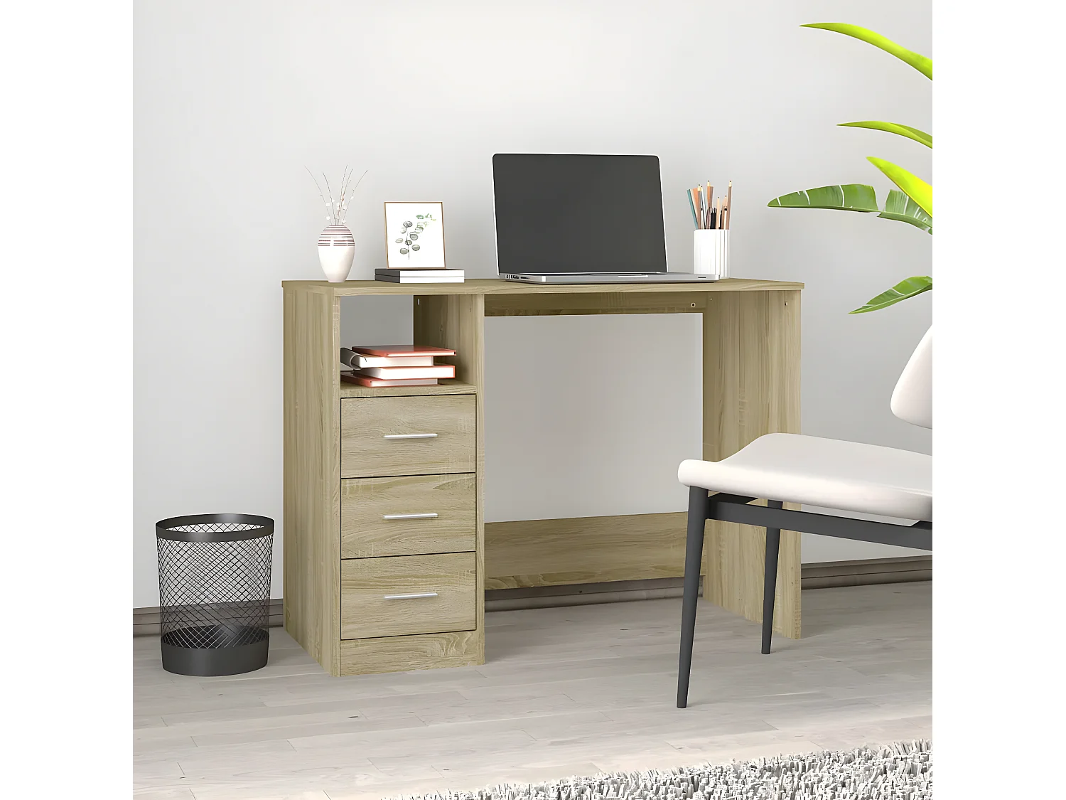 Bureau met lades 102x50x76 cm bewerkt hout sonoma eikenkleurig