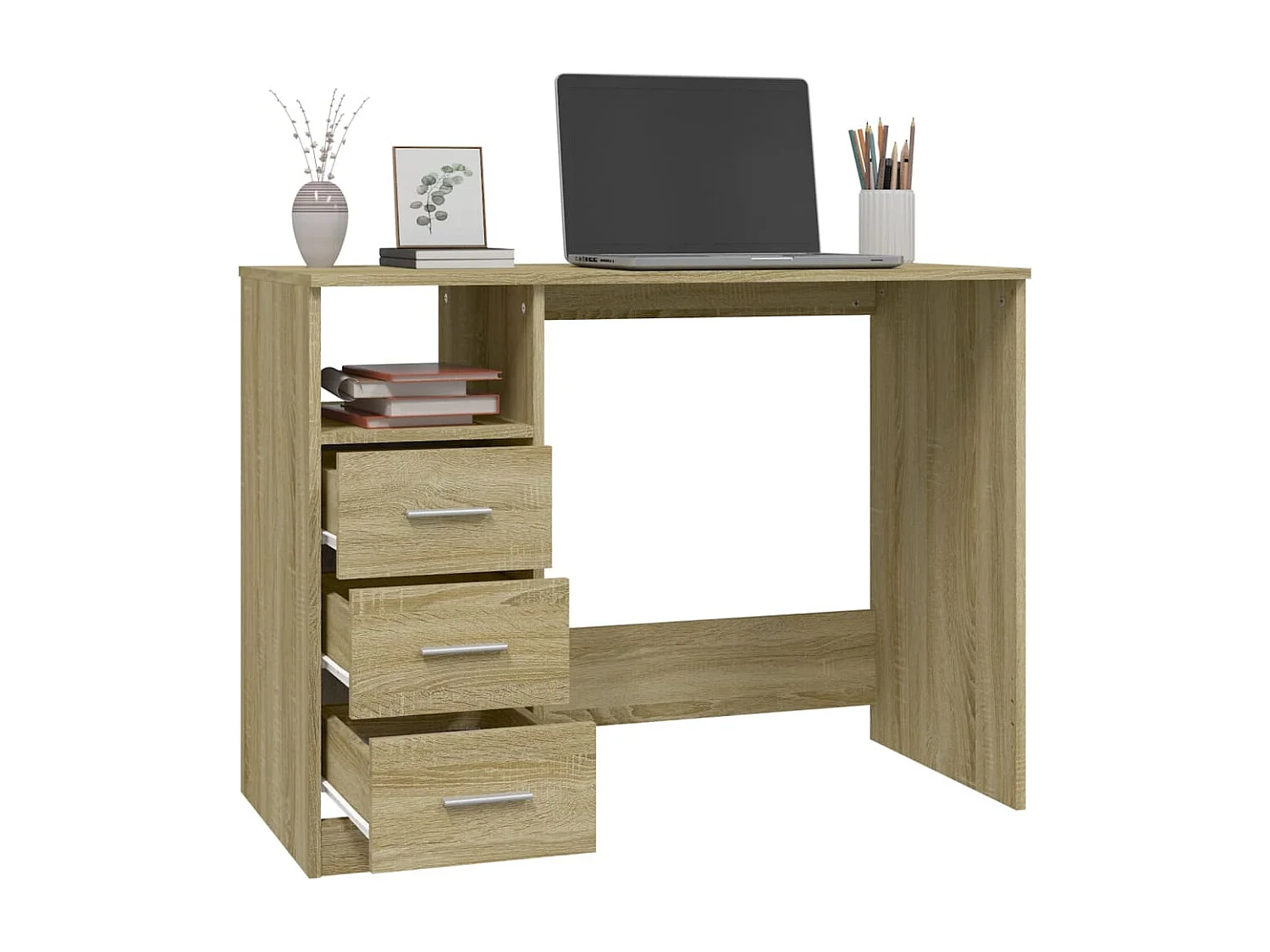 Bureau met lades 102x50x76 cm bewerkt hout sonoma eikenkleurig