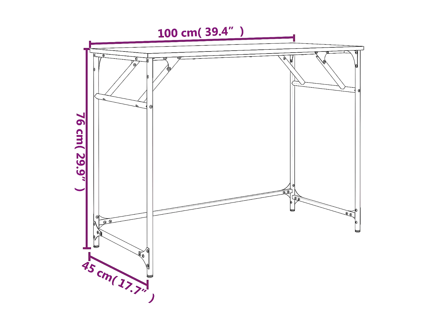 Bureau sonoma gris bois d'ingénierie et acier enduit de poudre
