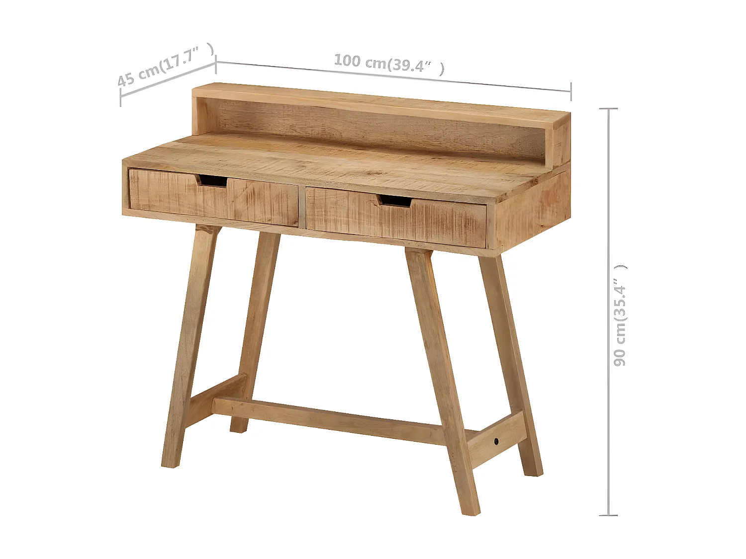 Bureau 100x45x90 cm Bois de manguier brut solide