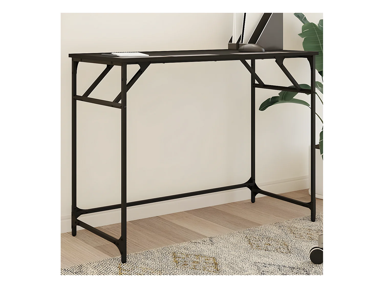 Bureau noir 100x45x76 cm bois ingénierie acier enduit de poudre