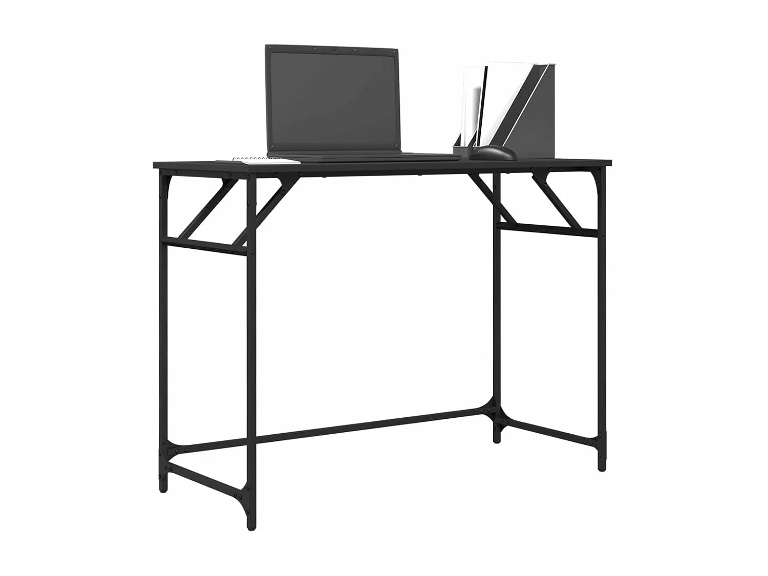 Bureau noir 100x45x76 cm bois ingénierie acier enduit de poudre