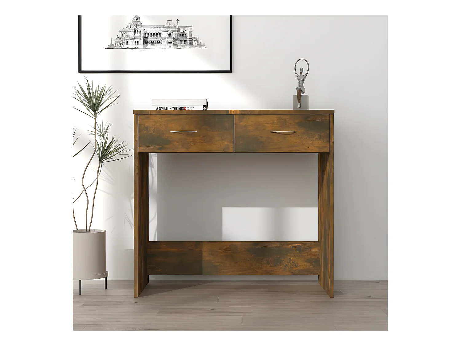 Bureau Chêne fumé 80x40x75 cm Bois d'ingénierie