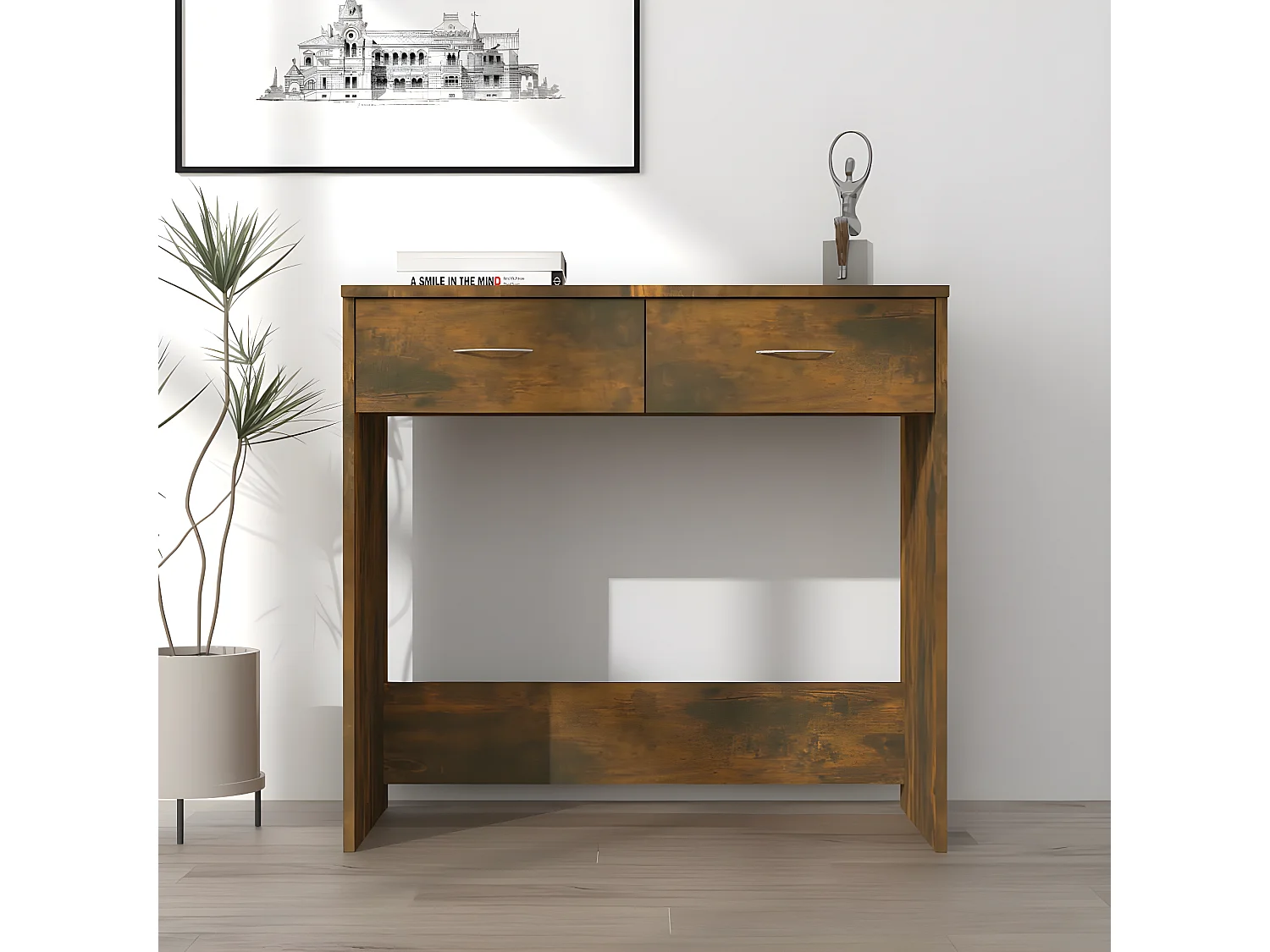 Bureau Chêne fumé 80x40x75 cm Bois d'ingénierie