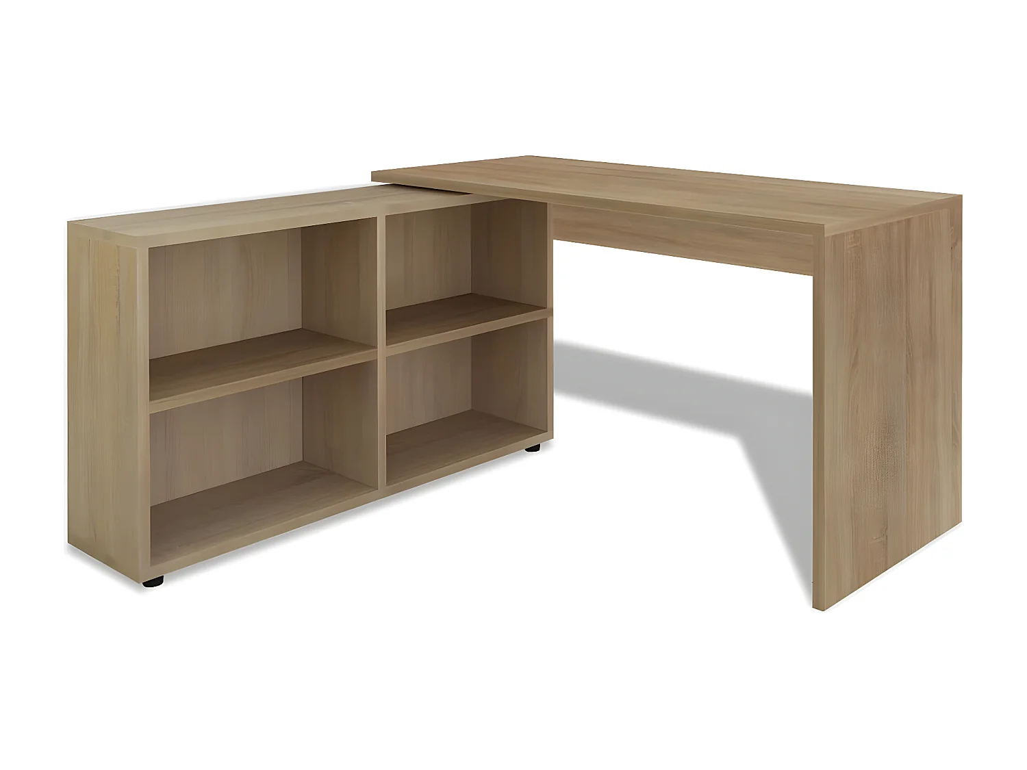 Bureau d'angle 4 étagères chêne