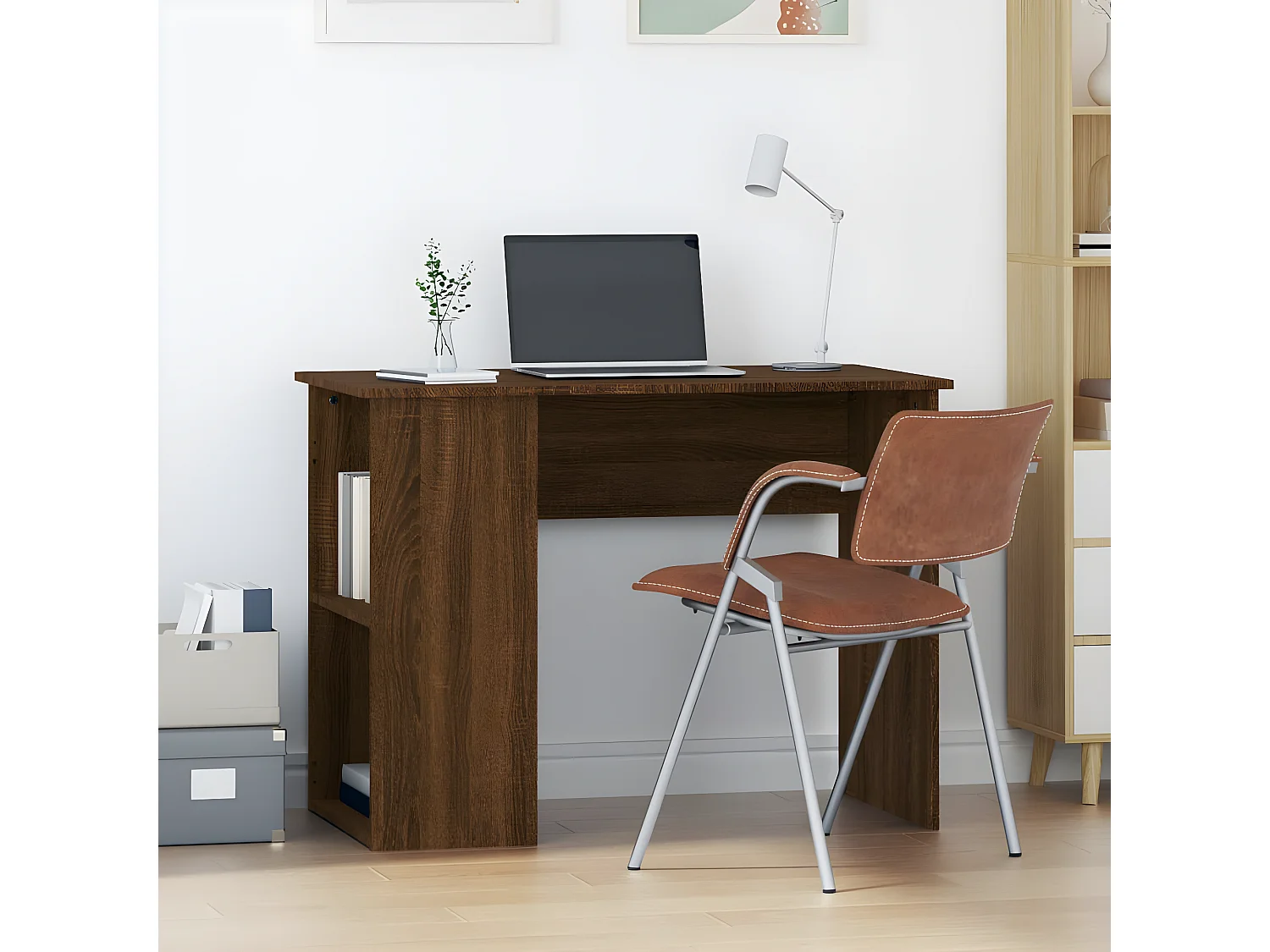 Bureau 100x55x75 cm bewerkt hout bruin eikenkleur