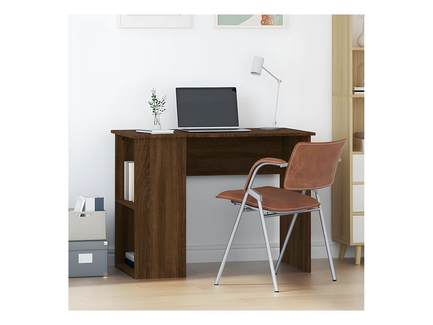 Bureau chêne marron 100x55x75 cm bois d'ingénierie