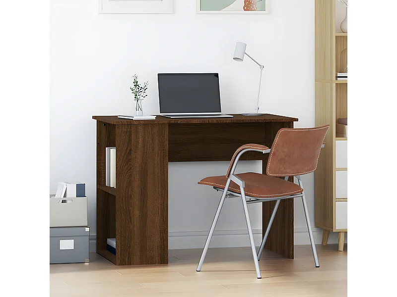 Bureau chêne marron 100x55x75 cm bois d'ingénierie