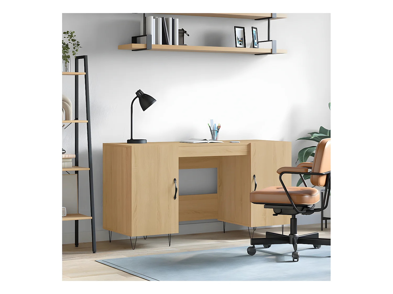 Bureau chêne sonoma 140x50x75 cm bois d'ingénierie