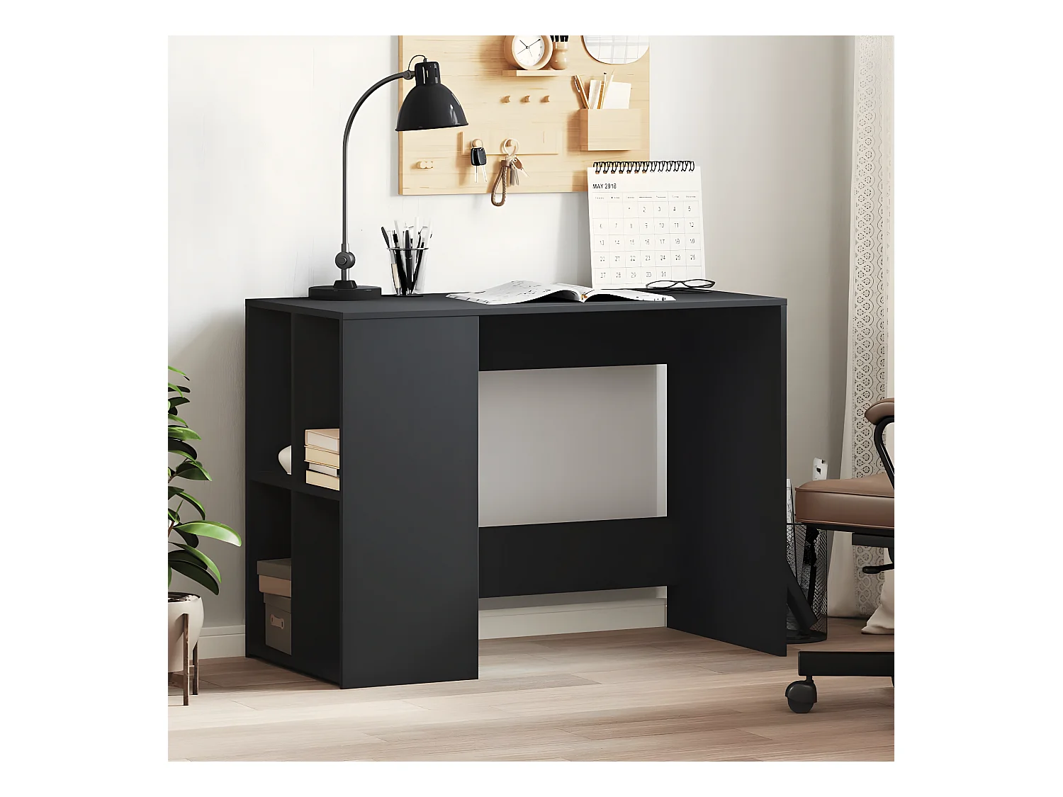 Bureau noir 102x50x75 cm bois d'ingénierie