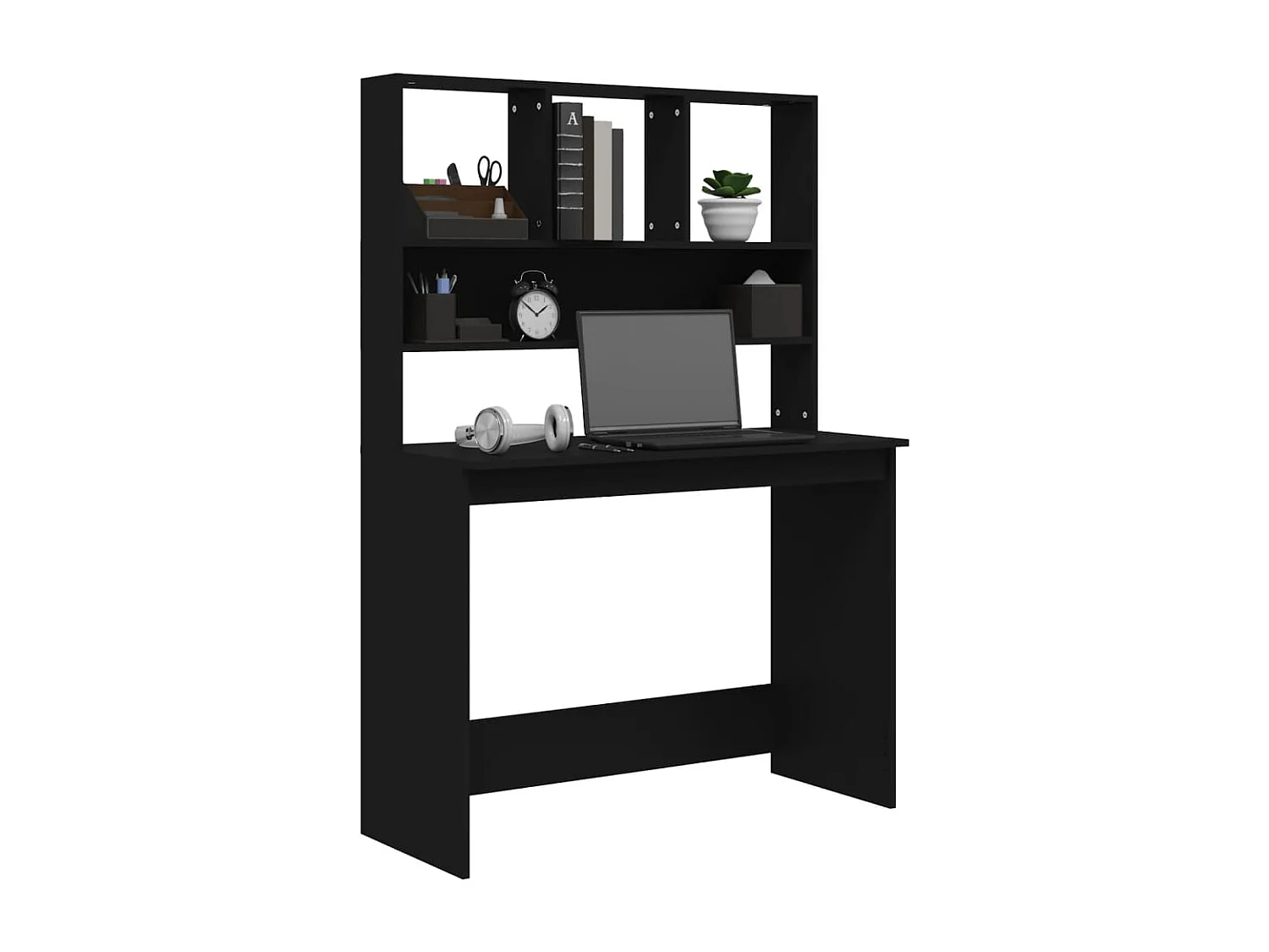 Bureau avec étagères Noir 102x45x148 cm Bois d'ingénierie