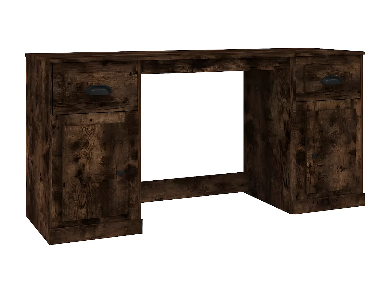 Bureau avec armoire chêne fumé bois d'ingénierie