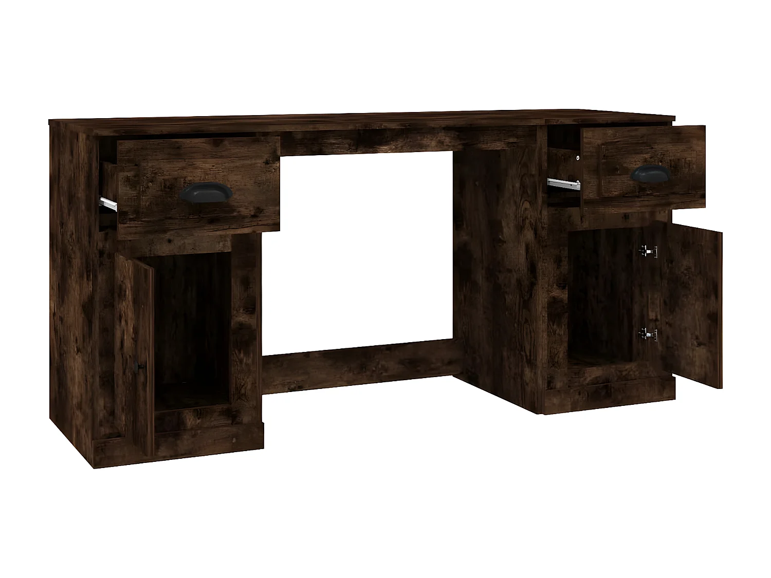 Bureau avec armoire chêne fumé bois d'ingénierie