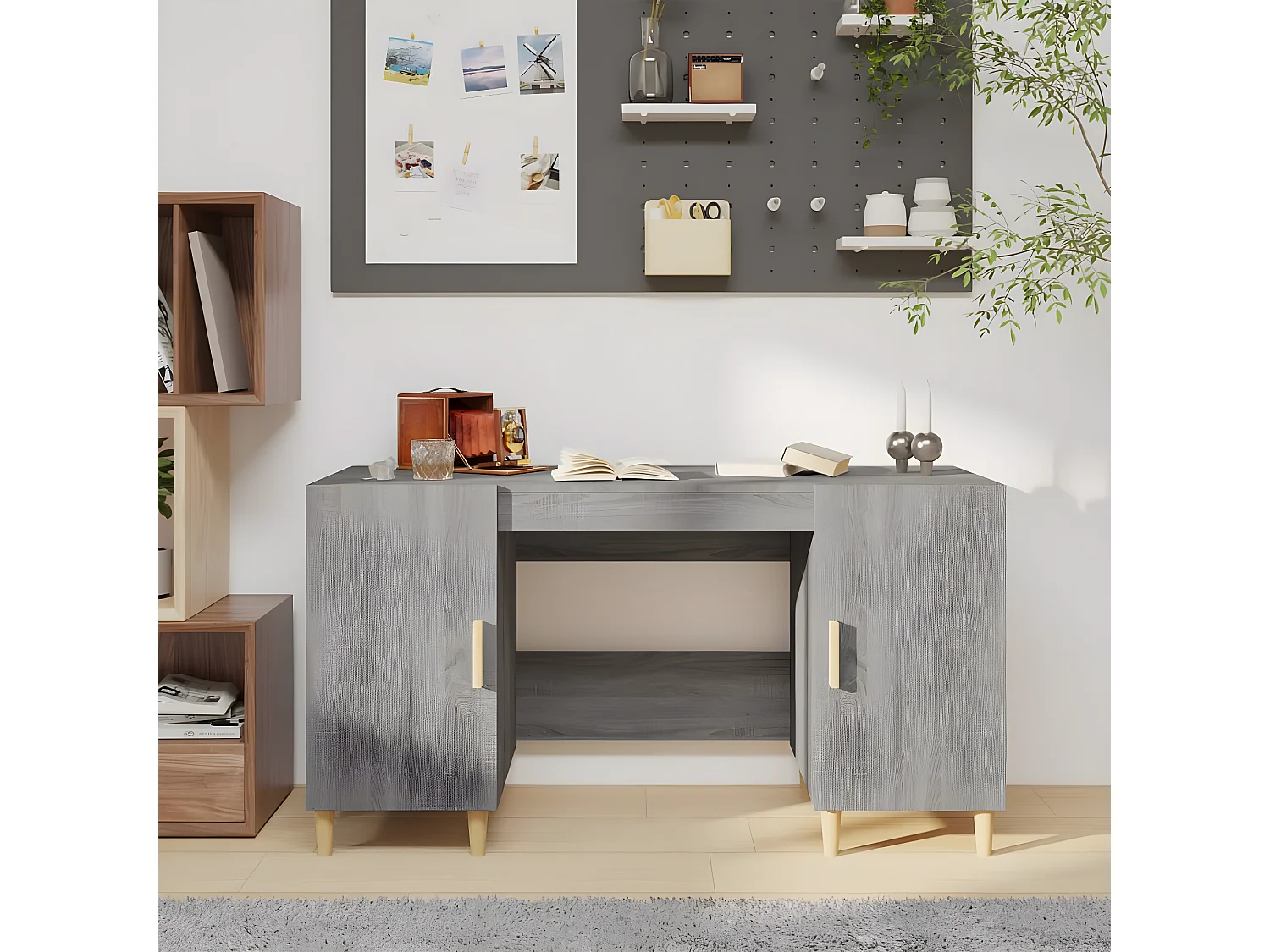 Bureau Sonoma gris 140x50x75 cm Bois d'ingénierie