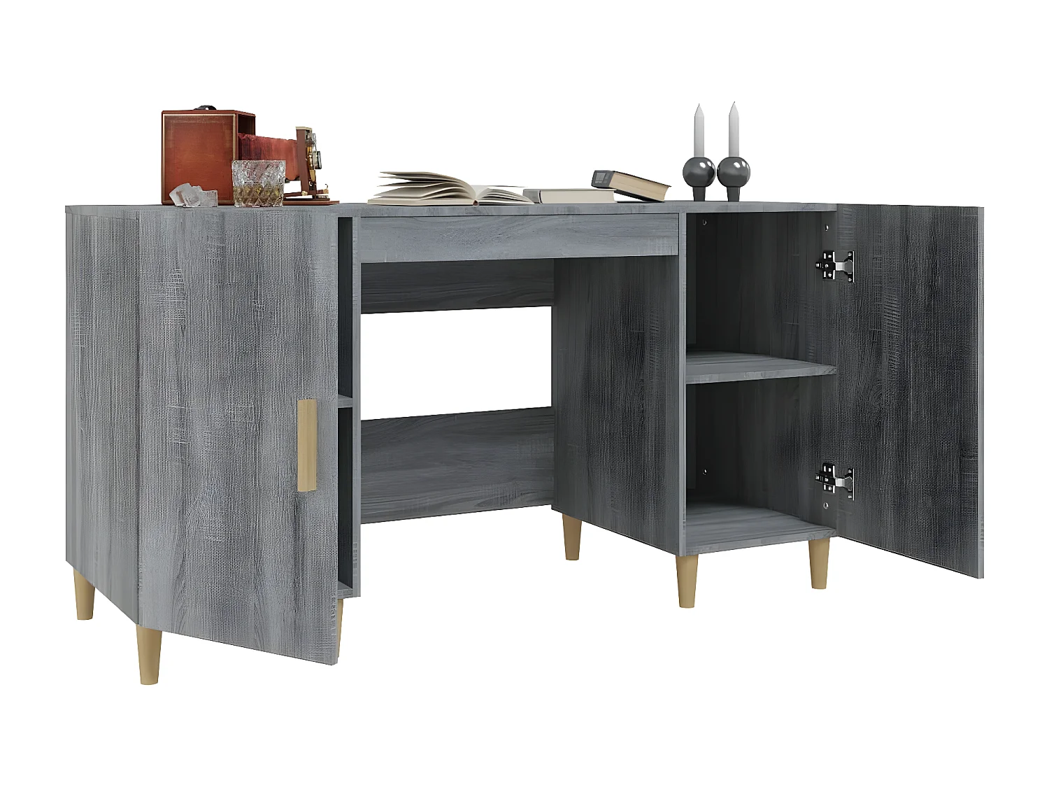 Bureau Sonoma gris 140x50x75 cm Bois d'ingénierie