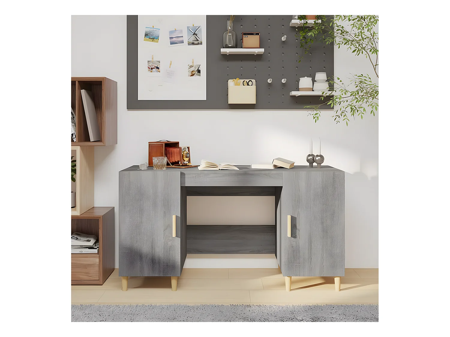 Bureau Sonoma gris 140x50x75 cm Bois d'ingénierie