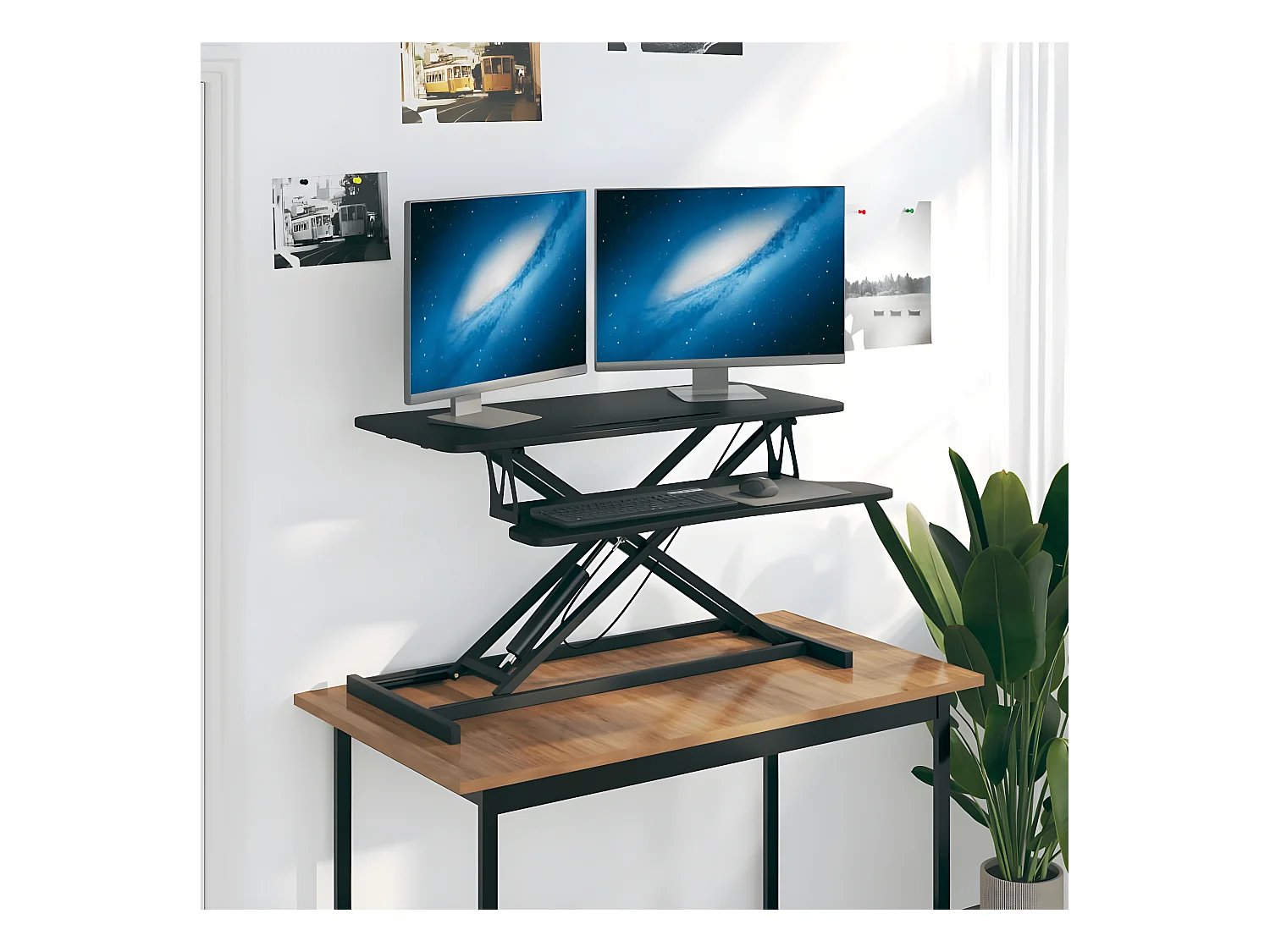 Bureau de travail réglable 90x40x(13-50) cm Acier et bois