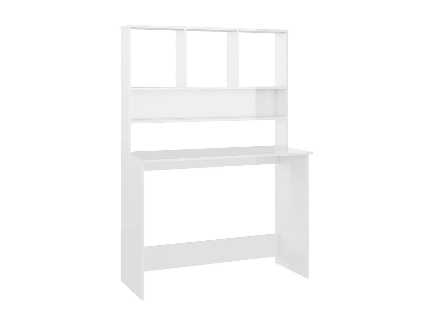 Bureau avec étagères Blanc brillant 110 x 45 x 157 cm Aggloméré