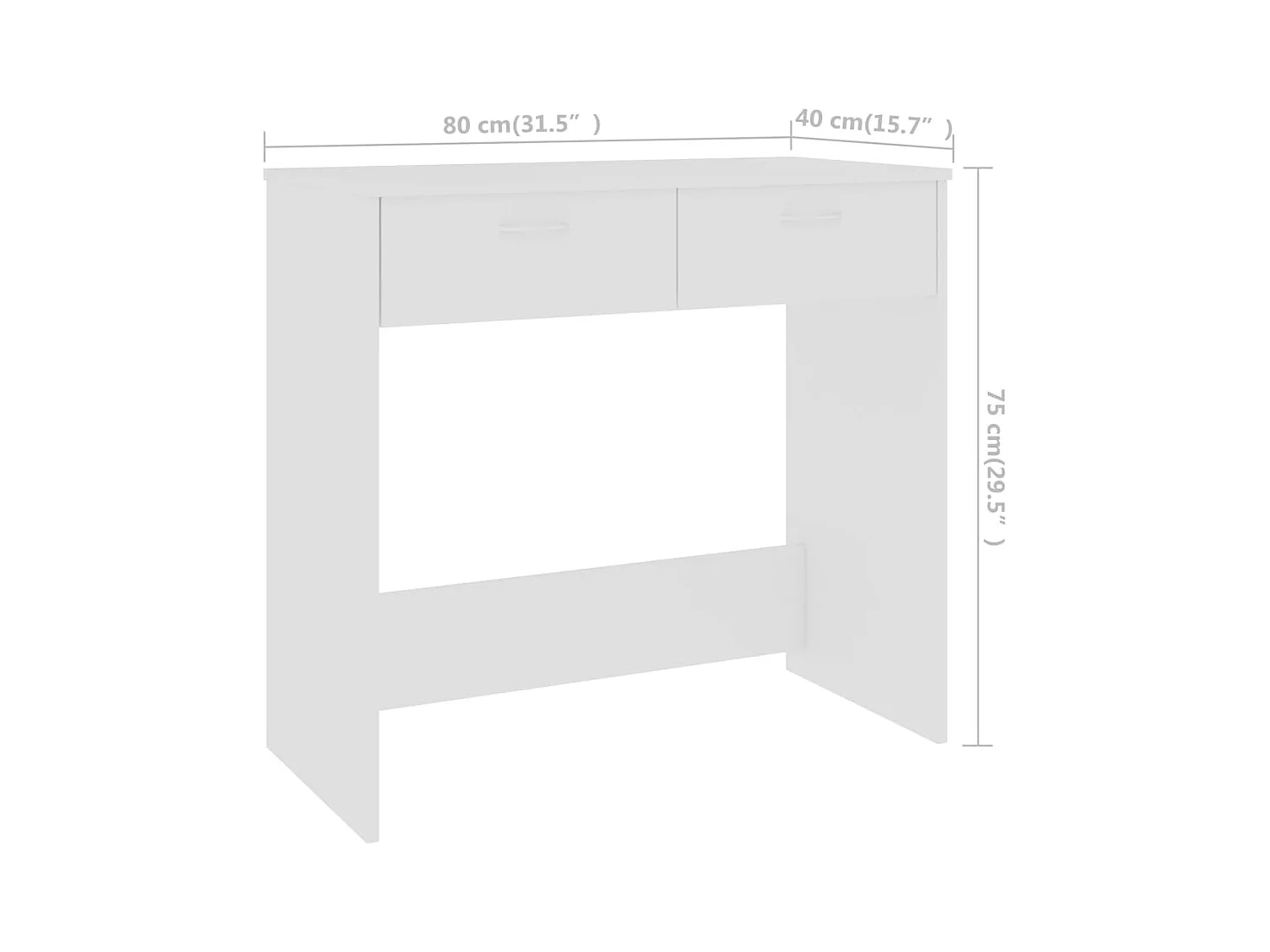 Bureau Blanc 80x40x75 cm Bois d'ingénierie