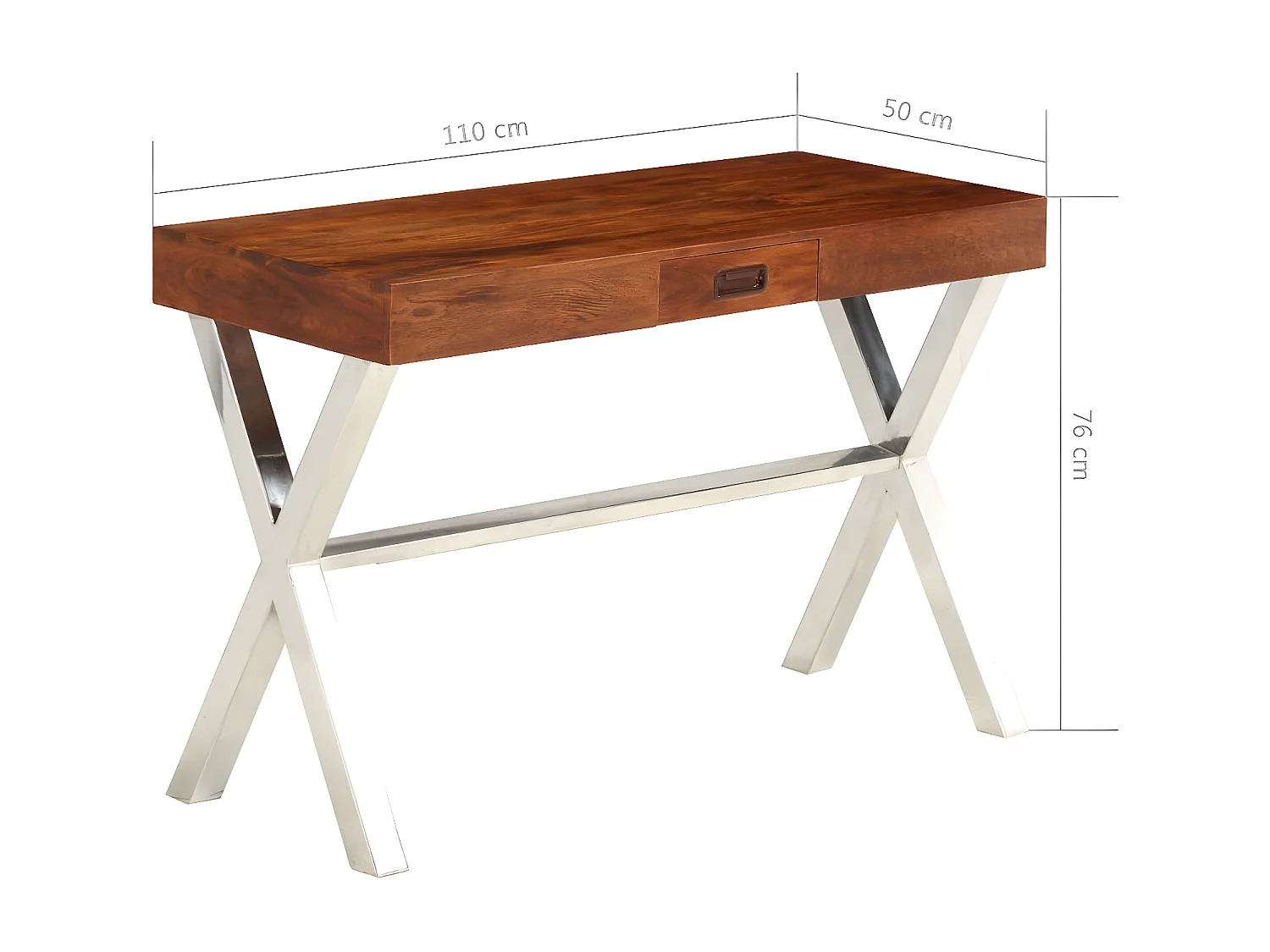 Bureau Bois d'acacia solide avec finition miel 110x50x76 cm