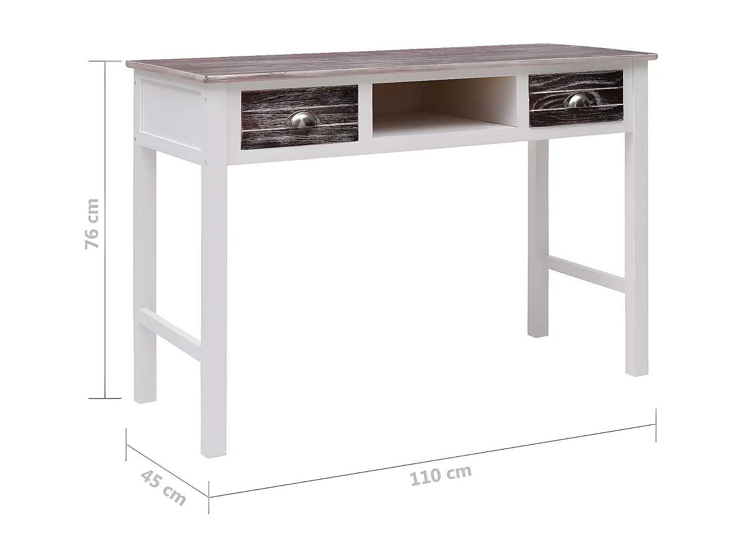 Escritorio de madera marrón 110x45x76 cm
