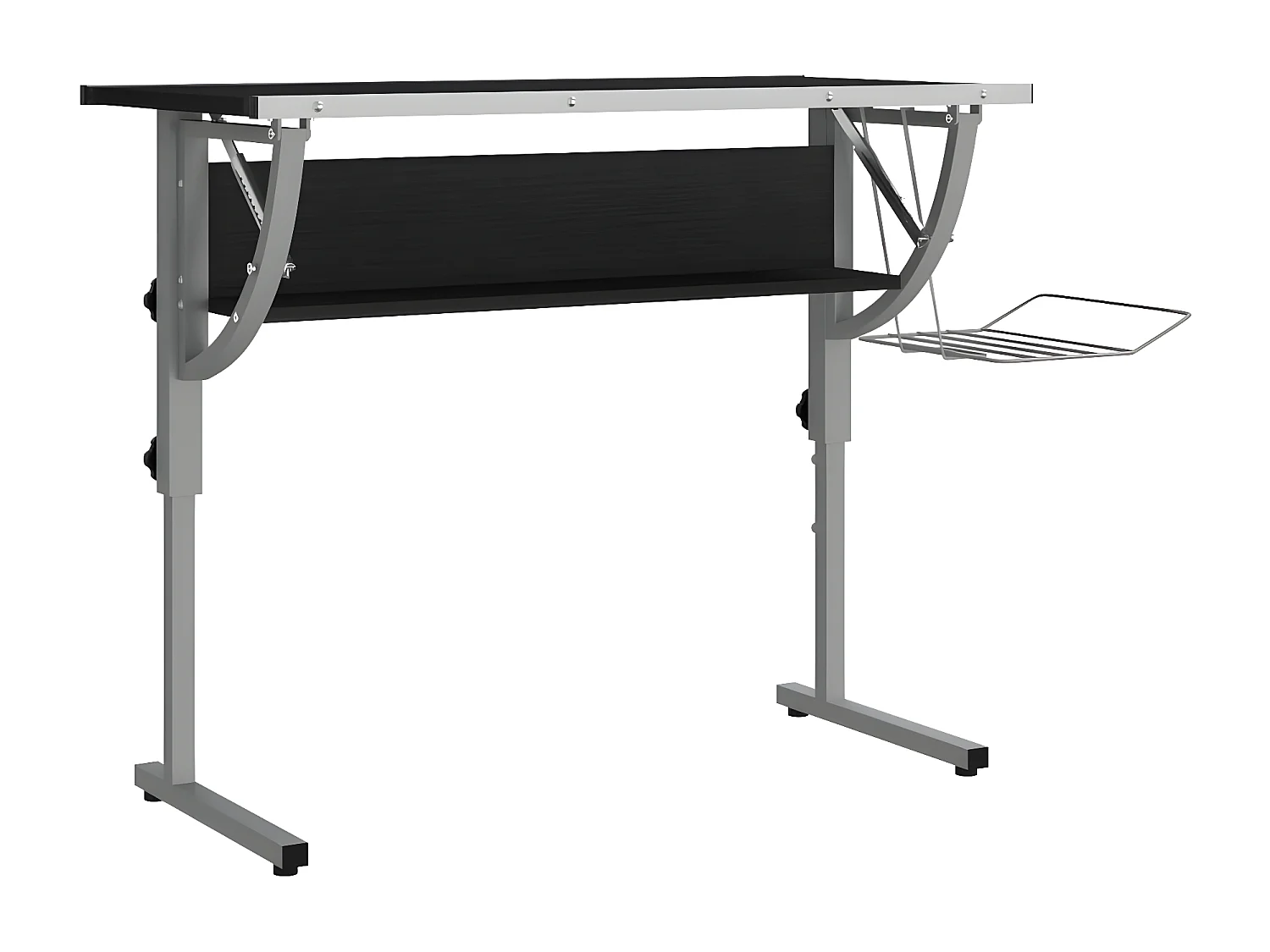 Bureau d'artisanat noir et gris 110x53x(58-87) cm