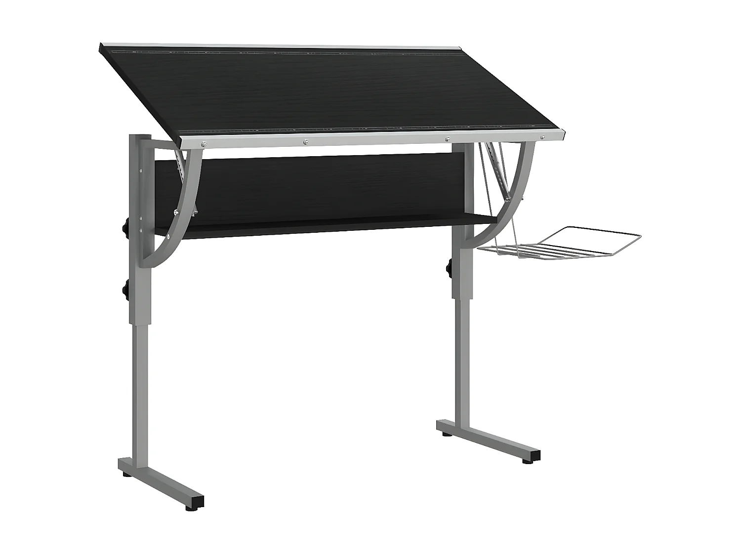 Bureau d'artisanat noir et gris 110x53x(58-87) cm