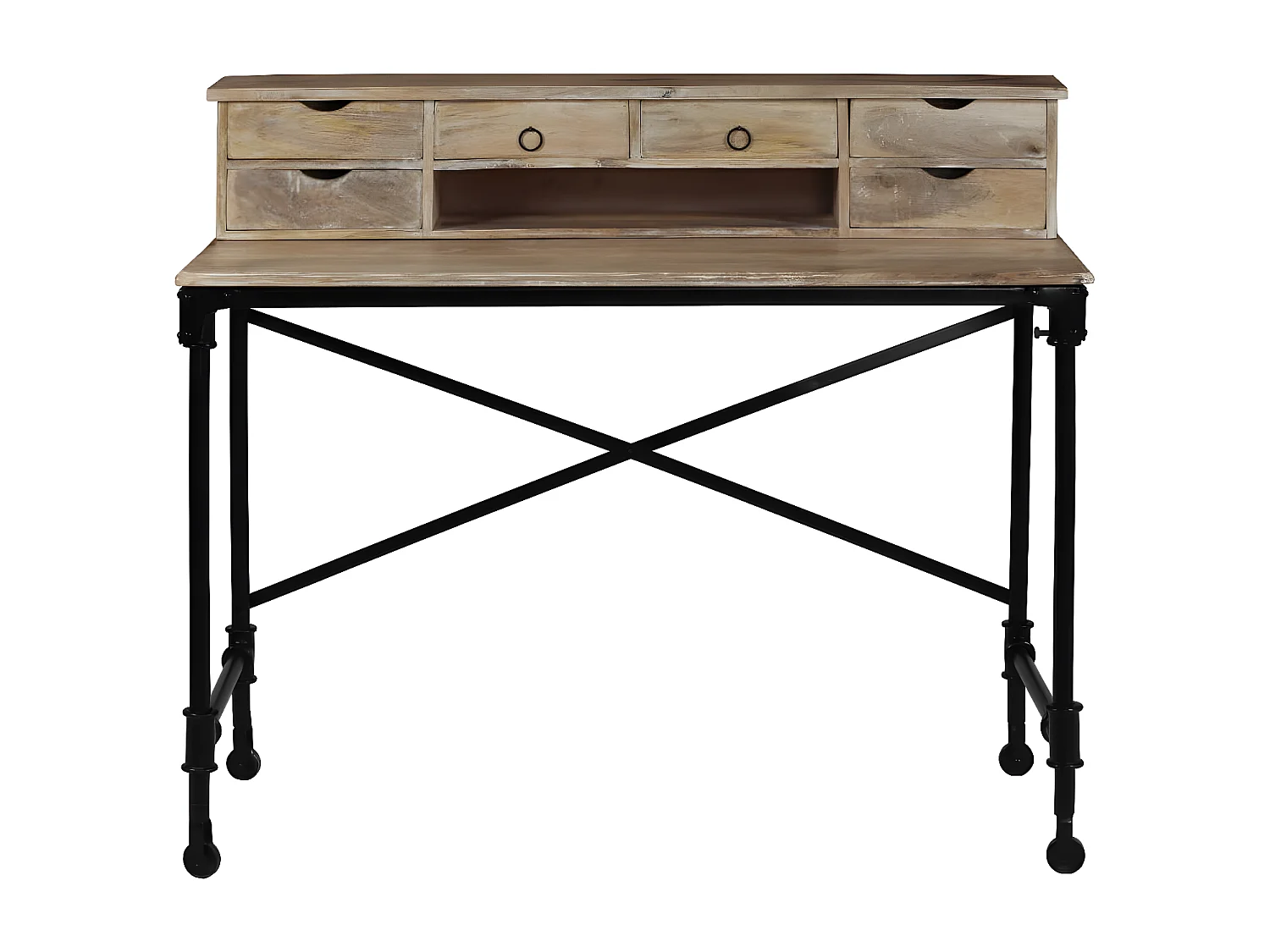 Schrijftafel 110x50x96 cm massief mangohout en staal