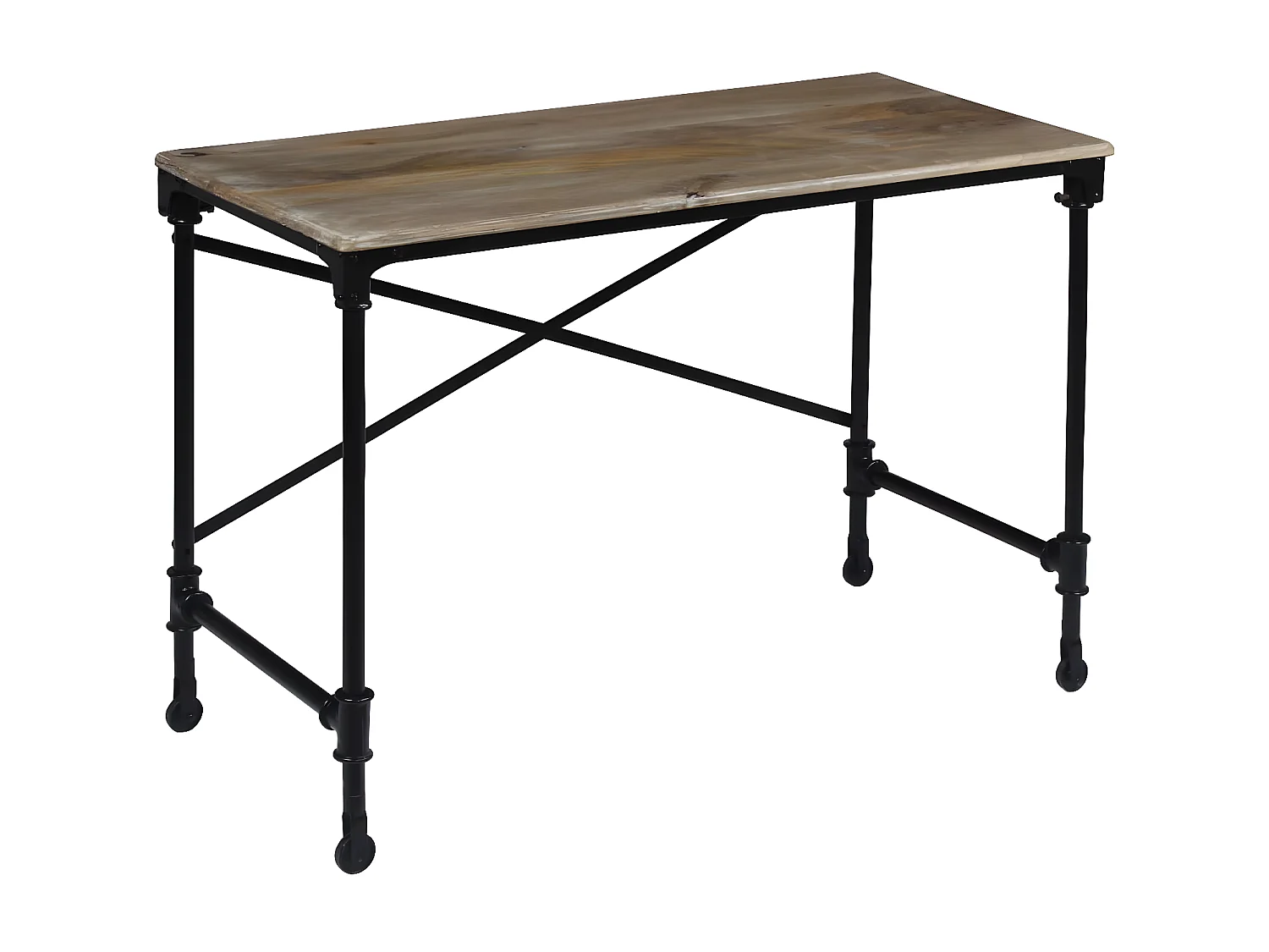 Schrijftafel 110x50x96 cm massief mangohout en staal