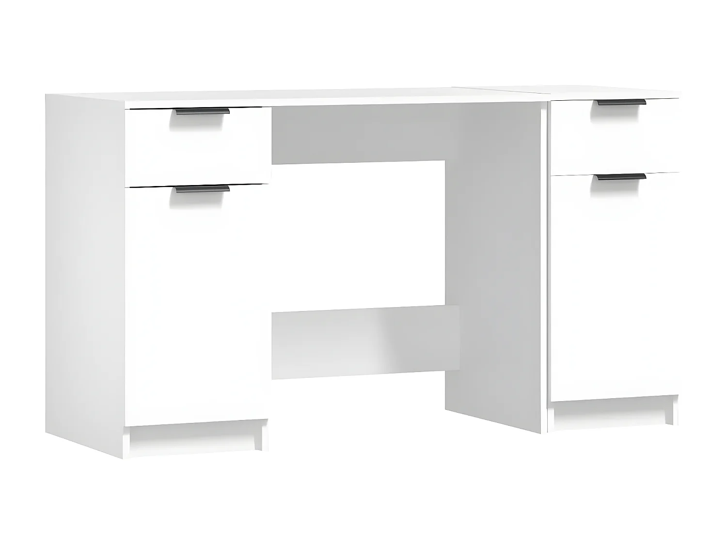 Bureau avec armoire latérale Blanc Bois d'ingénierie