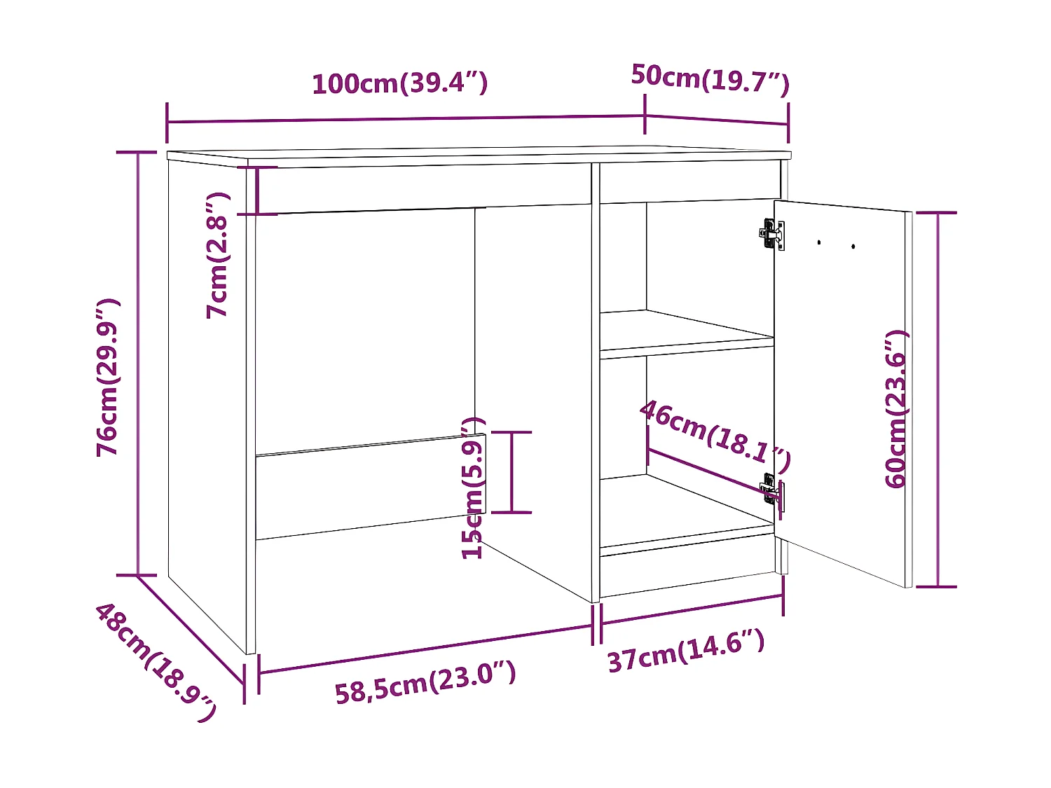 Bureau Chêne fumé 100x50x76 cm Bois d'ingénierie