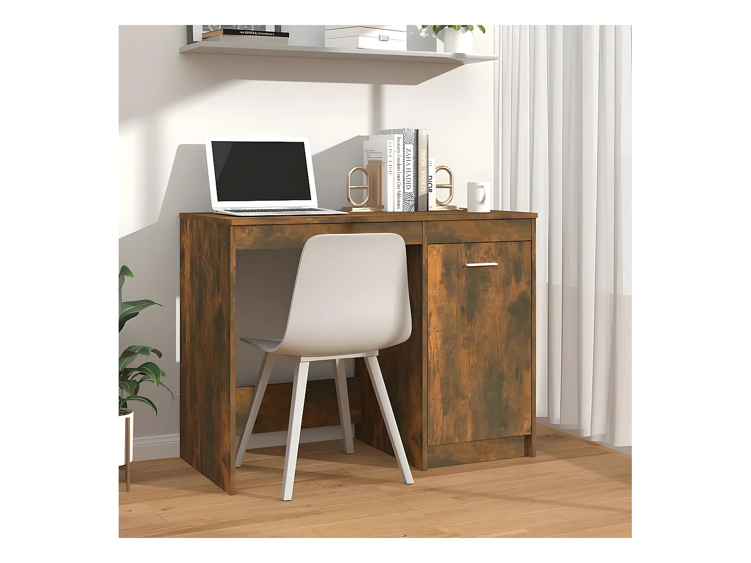Bureau Chêne fumé 100x50x76 cm Bois d'ingénierie